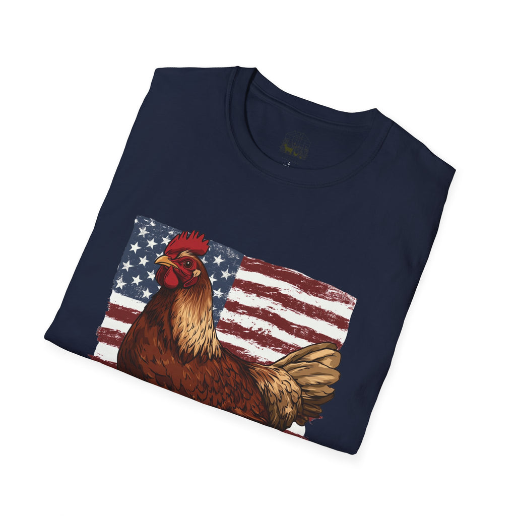 American Flag Chickens T-Shirt – American Flag Hen Shirt, Farm Life Tee, 4th of July Chicken Shirt, Backyard Chicken Keeper Gift, Homestead Farm Apparel