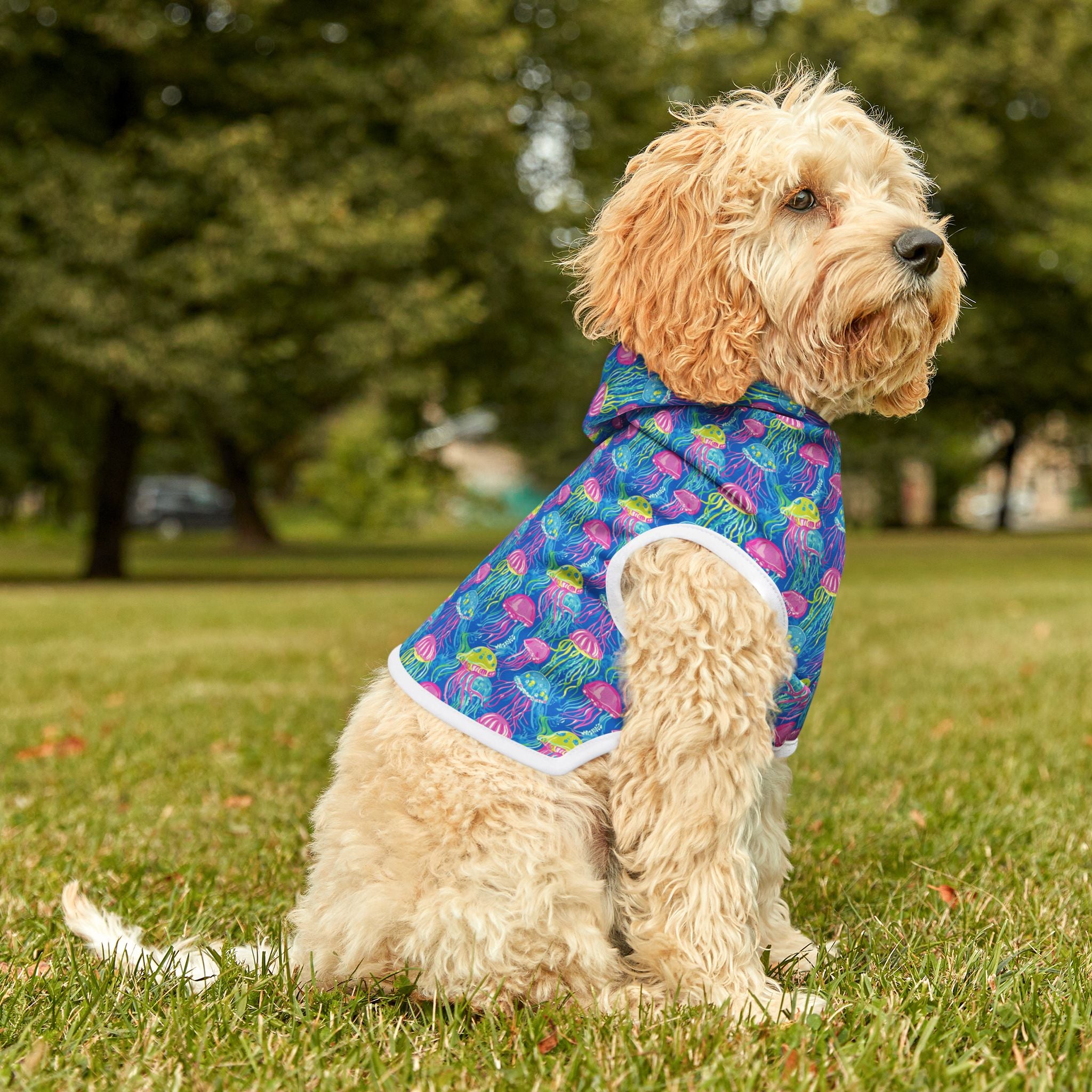 Neon Jellyfish Pet Hoodie, Cute Animal Lover Gift, Dog Sweater, Cat Jumper, Pet Clothing