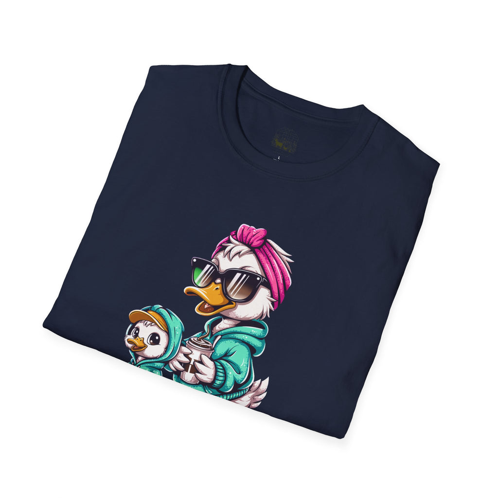 Motherhood Is the Realest Hood Cute Duck Mom Unisex T-Shirt | Funny Farm Mom Graphic Tee
