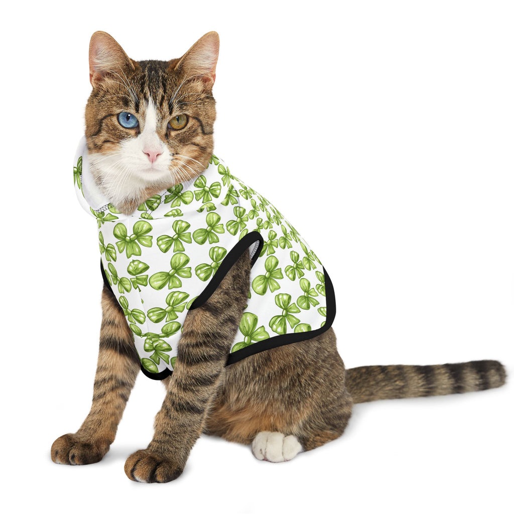 Lime Coquette Bows Cute Pet Hoodie - Adorable Puppy Sweater, Small Dog Outfit, Furry Friend Gift, Pet Apparel, Animal Lover Present
