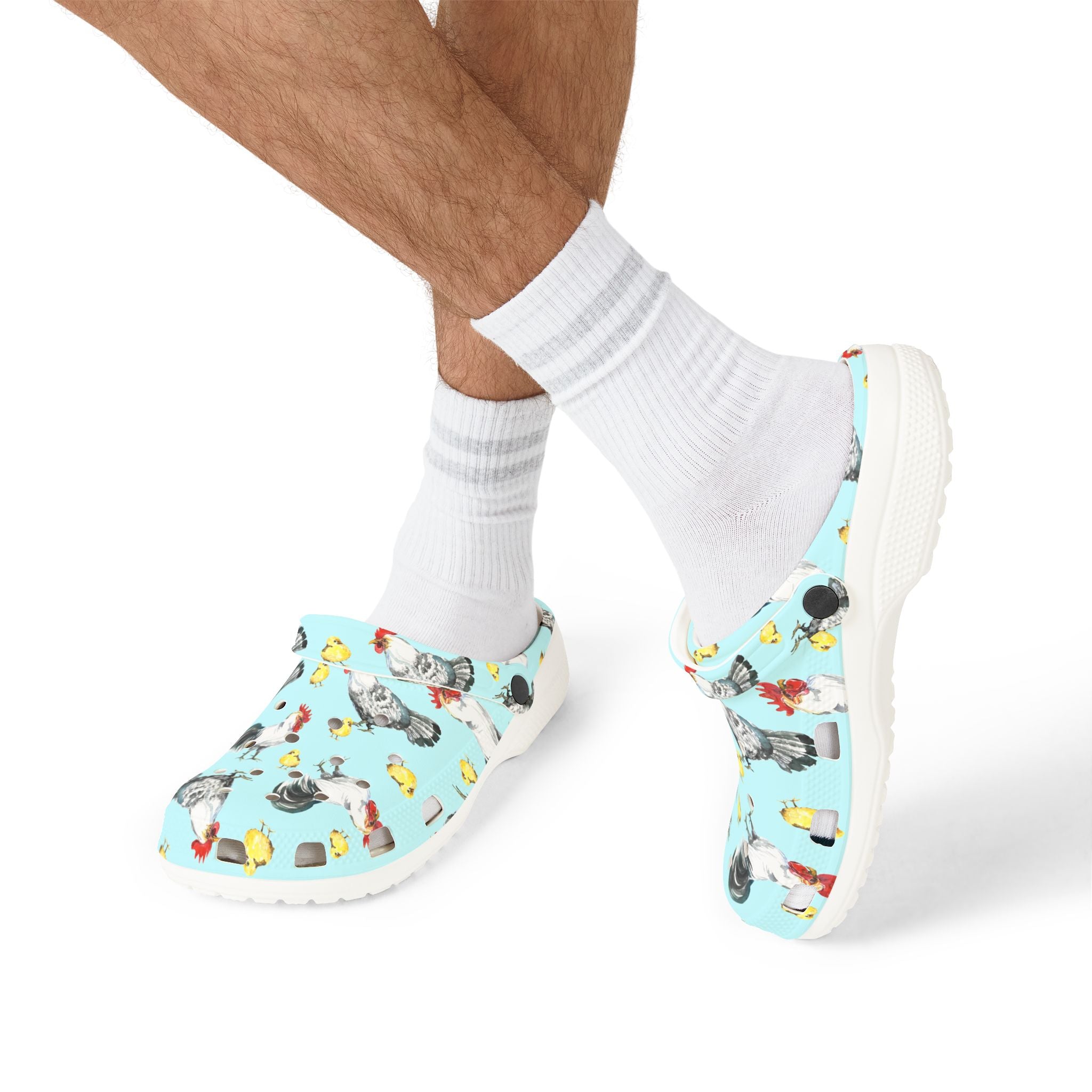 Chicken Print EVA Clogs – Farm Life Chicken Shoes, Backyard Chicken Slip-On, Homestead Comfort Clogs