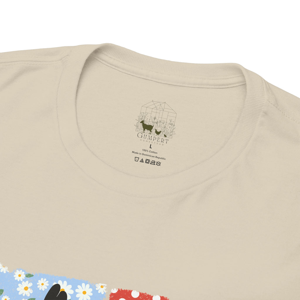 Patchwork Chicken Farm T-Shirt | Farmhouse Hen Graphic Tee | Patriotic Chicken Shirt | Country Homestead Apparel | Backyard Chicken Lover Gift