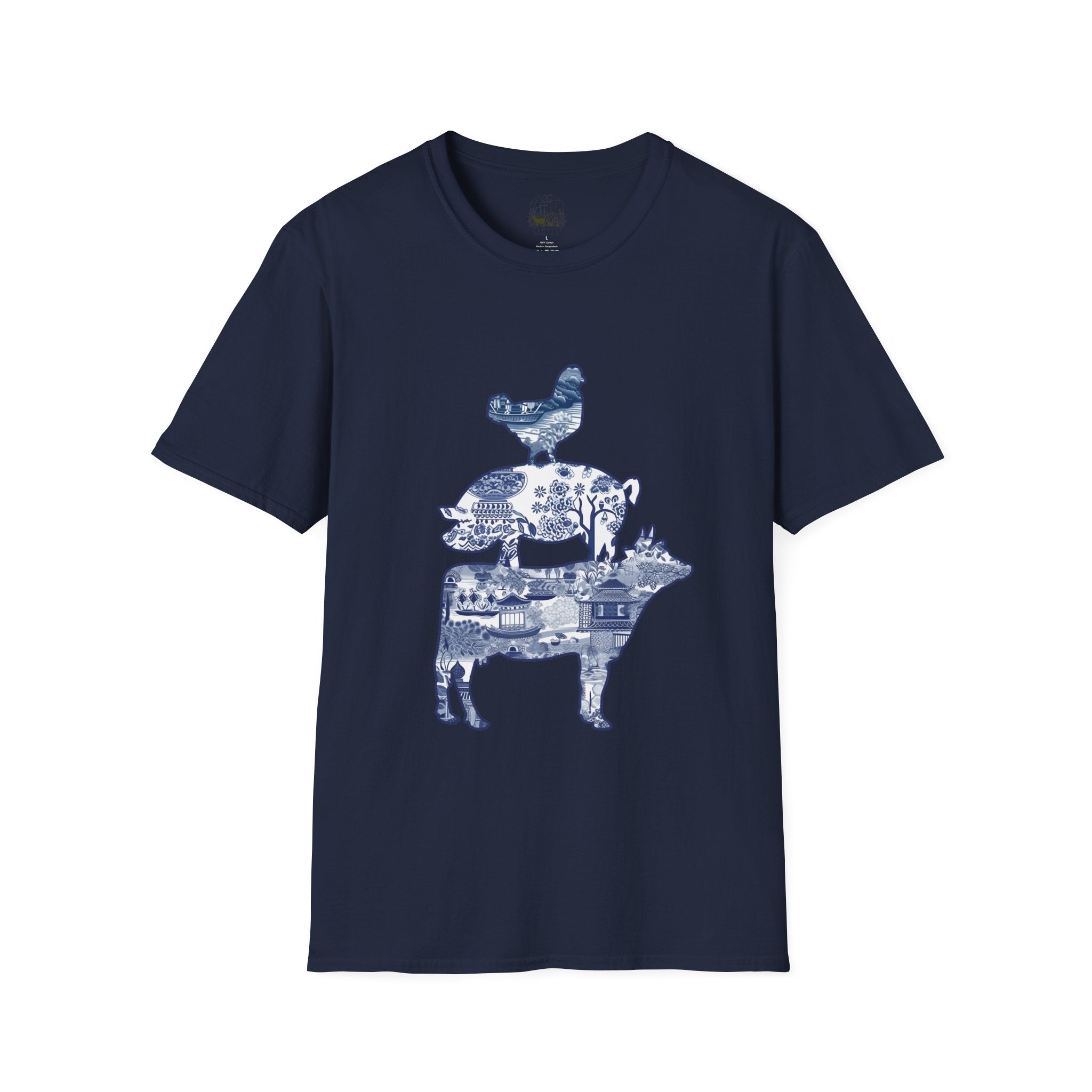 Floral Pig Stack T-Shirt – Cute Farm Pig Shirt, Cottagecore Pig Graphic Tee, Farm Life Animal Shirt, Homestead Apparel, Pig Lover Gift