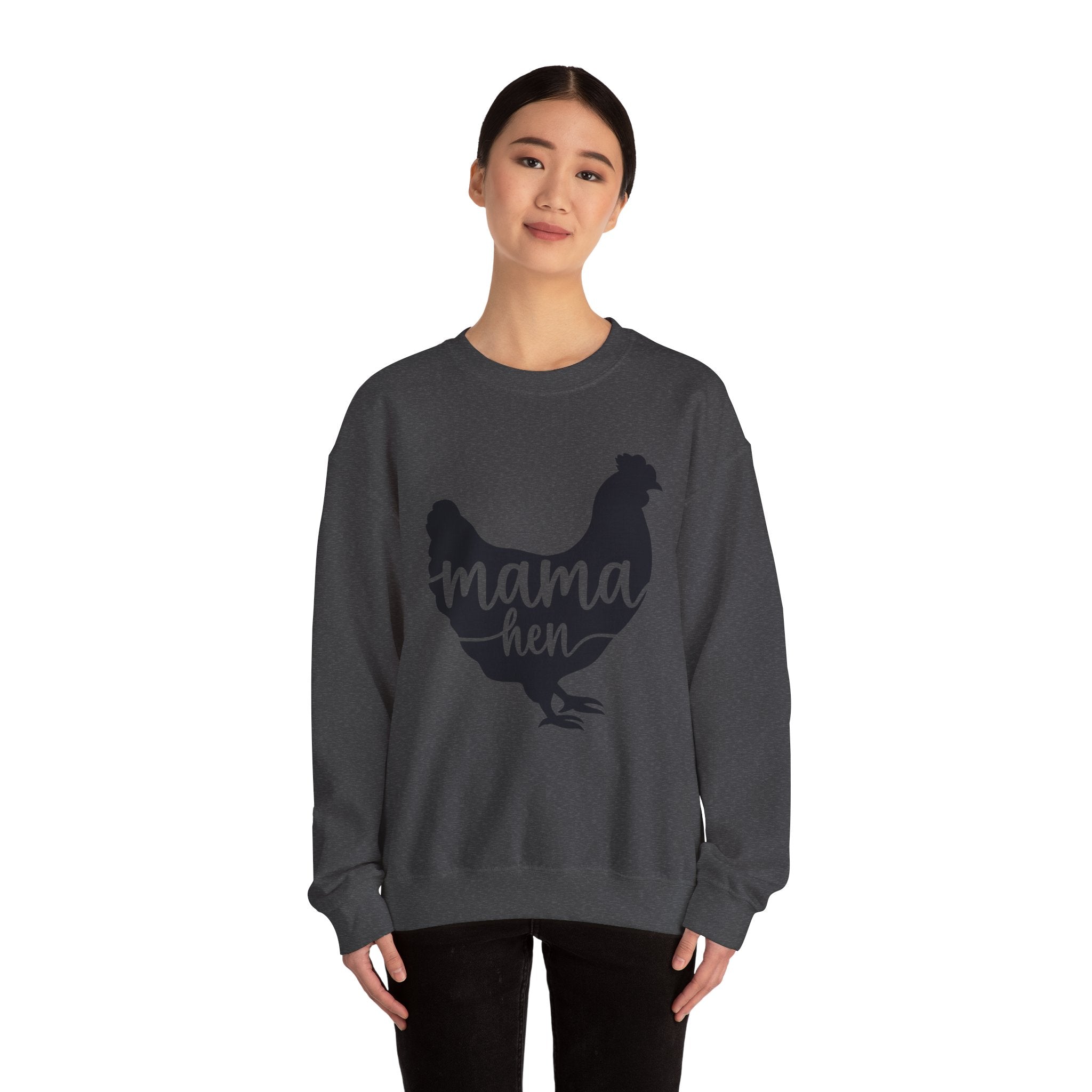 Mama Hen Sweatshirt – Minimalist Chicken Mom Crewneck, Neutral Farmhouse Homestead Pullover, Unisex Gildan 18000