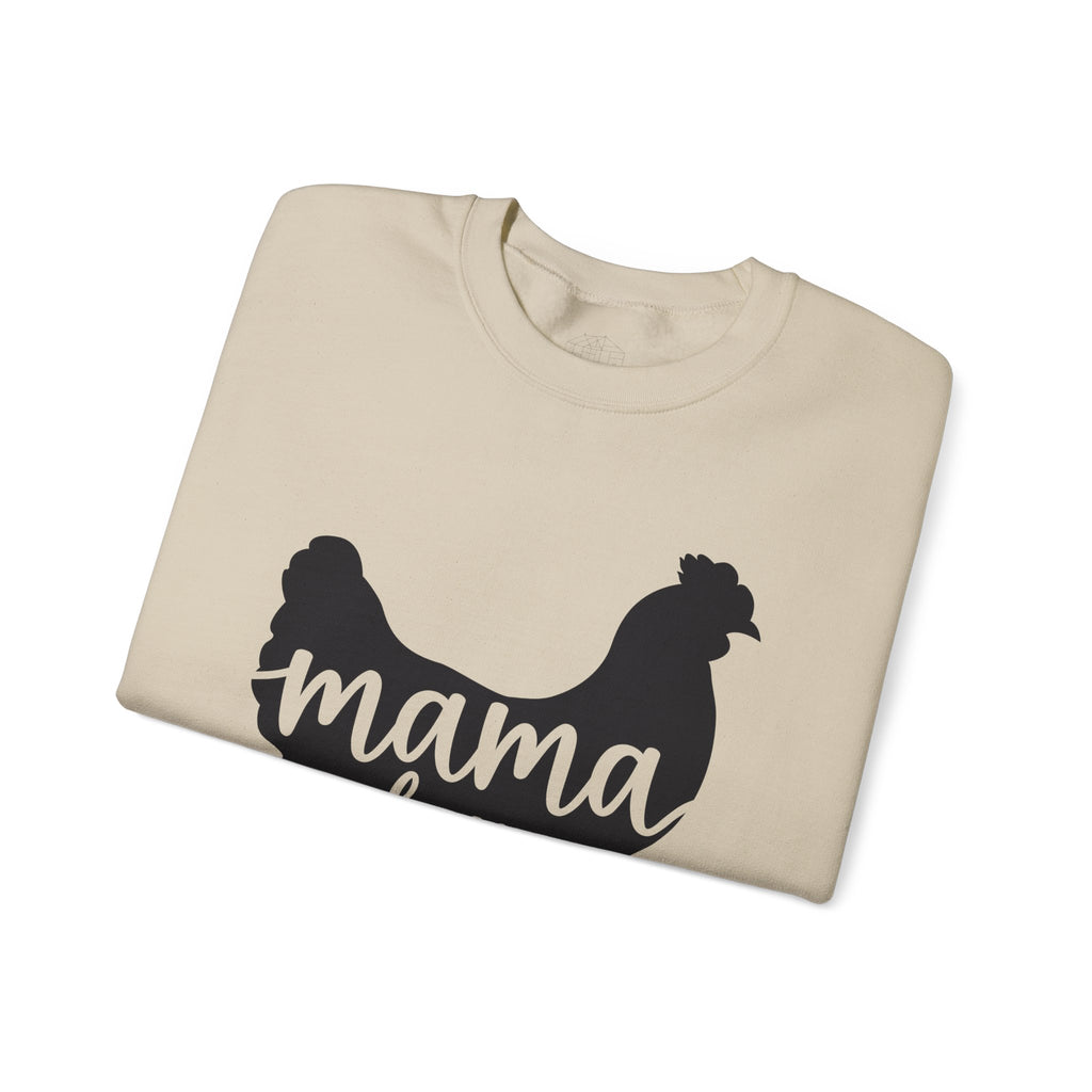 Mama Hen Sweatshirt – Minimalist Chicken Mom Crewneck, Neutral Farmhouse Homestead Pullover, Unisex Gildan 18000
