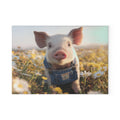 Piglet in Overalls Glass Cutting Board – Cute Farm Pig Kitchen Decor, Baby Pig Farmhouse Cutting Board, Country Homestead Kitchen Gift