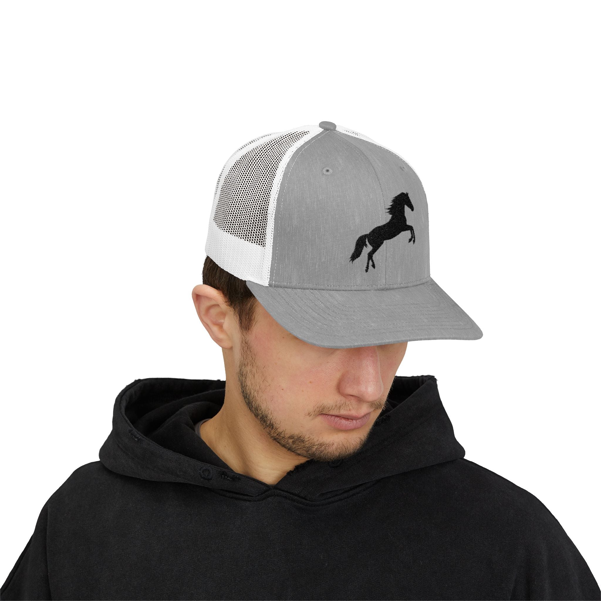 Rearing Horse Trucker Hat | Western Equestrian Mesh Snapback Cap | Rustic Ranch Horse Lover Hat | Farm Life Country Cowboy Cap