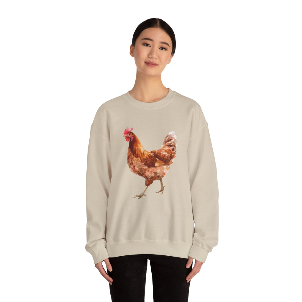Rhode Island Red Hen Sweatshirt – Farmhouse Chicken Crewneck, Heritage Chicken Homestead Pullover, Unisex Gildan 18000