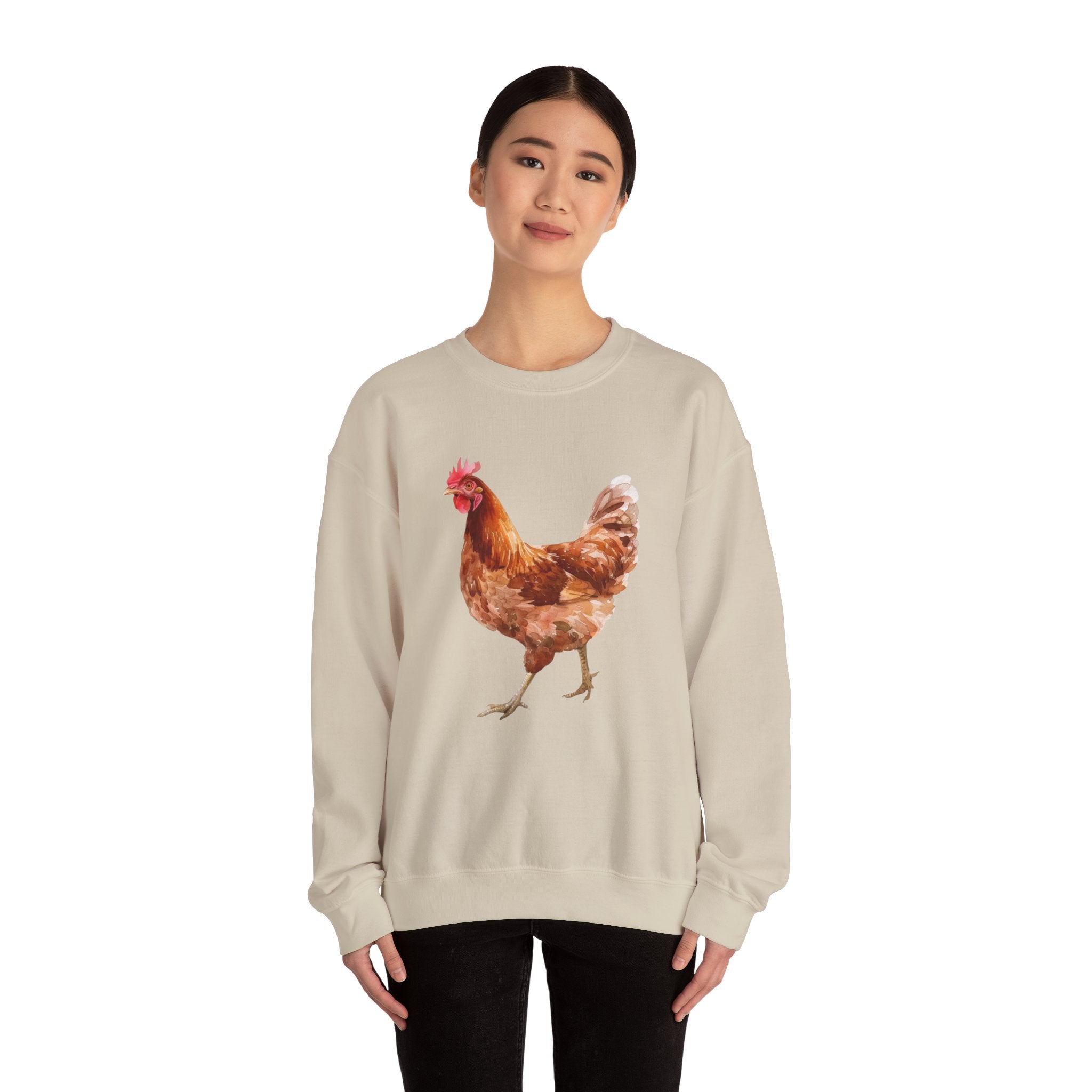 Rhode Island Red Hen Sweatshirt – Farmhouse Chicken Crewneck, Heritage Chicken Homestead Pullover, Unisex Gildan 18000