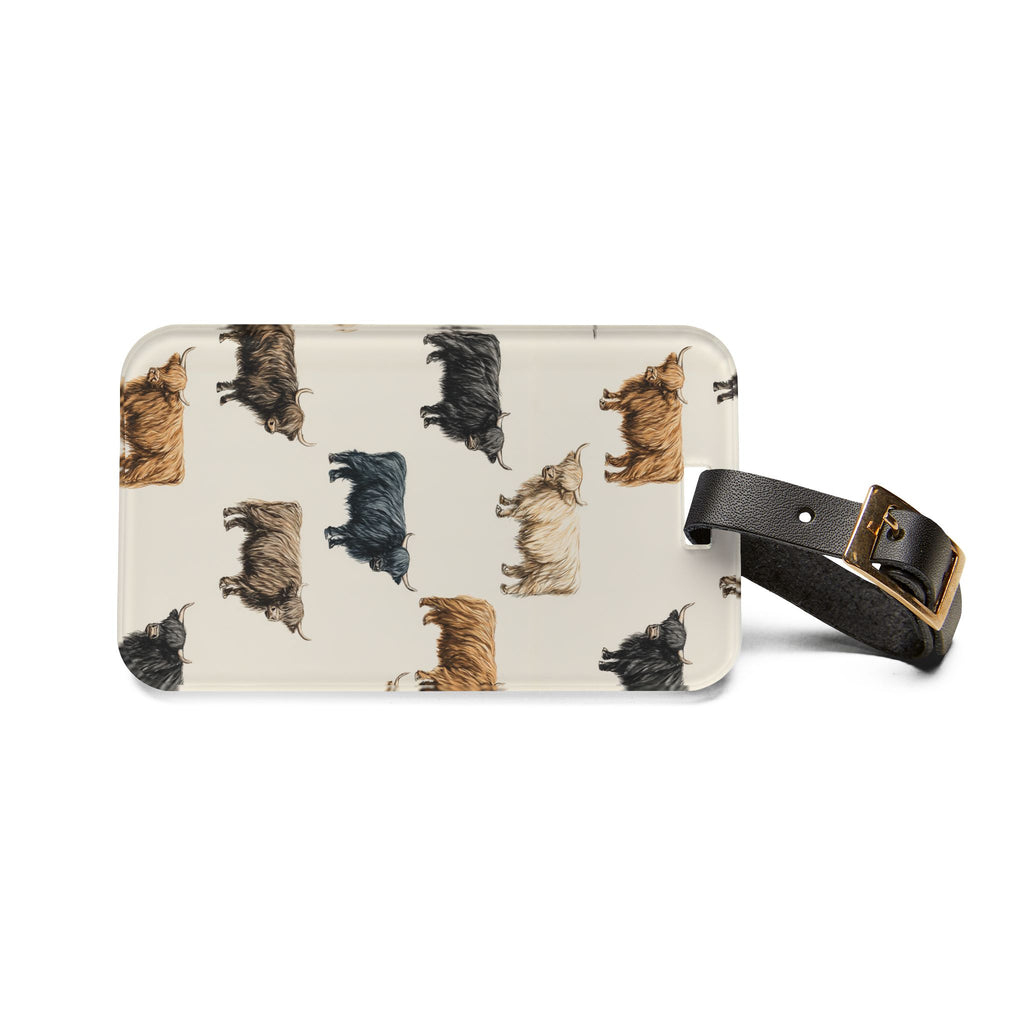 Highland Cow Luggage Tag | Farmhouse Travel Accessory | Rustic Cow Suitcase Tag | Western Farm Animal Bag Identifier | Gumpert Homestead