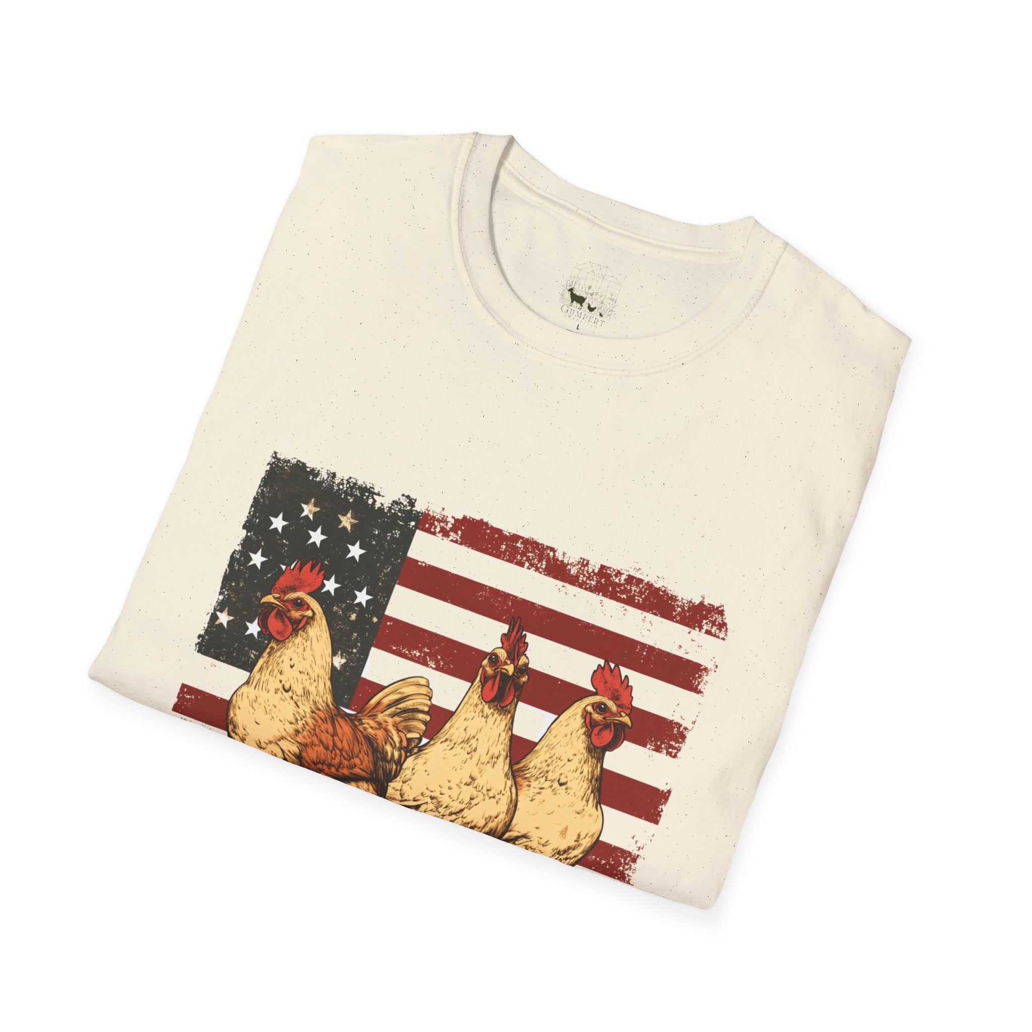 American Flag Chickens T-Shirt – American Flag Hen Shirt, Farm Life Tee, 4th of July Chicken Shirt, Backyard Chicken Keeper Gift, Homestead Farm Apparel