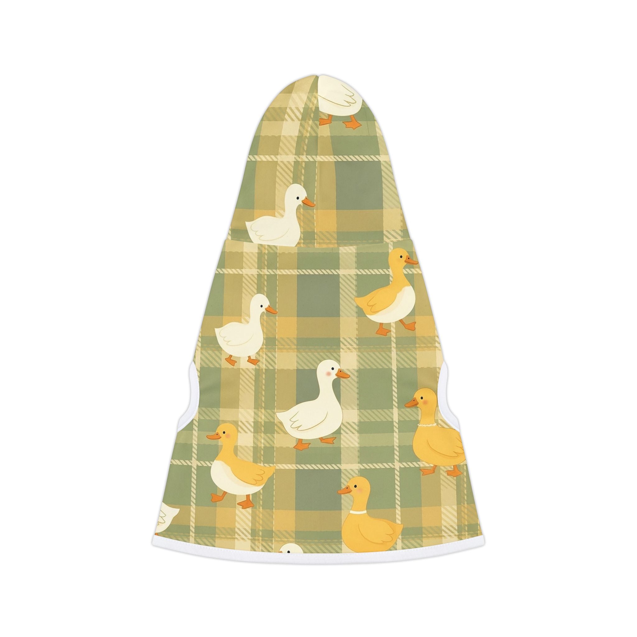 Farmhouse Duck Gingham Pet Hoodie | Cottagecore Goose Dog Hoodie | Country Farm Pet Sweater | Cozy Farm Animal Pet Apparel | Rustic Homestead Dog Hoodie | Small Dog Farm Outfit