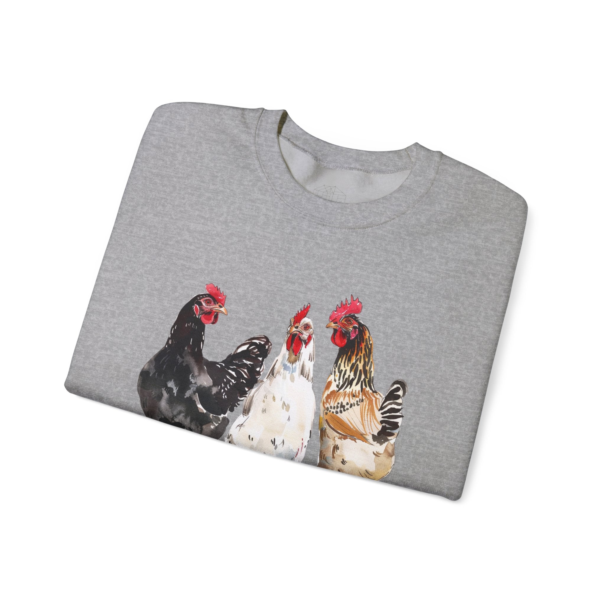 Chicken Flock Sweatshirt – Farmhouse Hen Lineup Crewneck, Cozy Homestead Chicken Mom Pullover, Unisex Gildan 18000