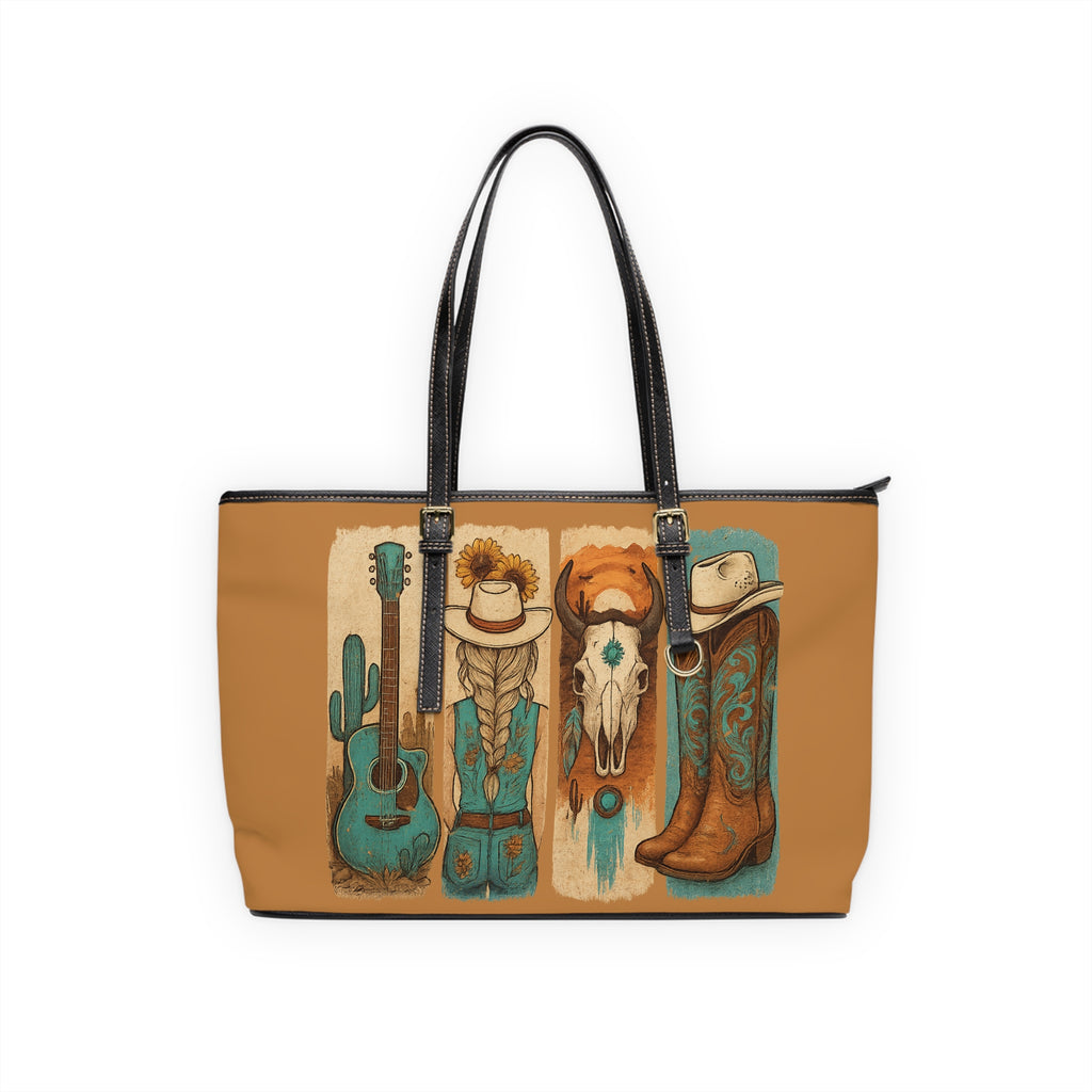 Western Cowgirl Shoulder Bag | Cowboy Boots Tote Purse | Rustic Farmhouse Handbag | Country Western PU Leather Bag | Boutique Rodeo Market Tote