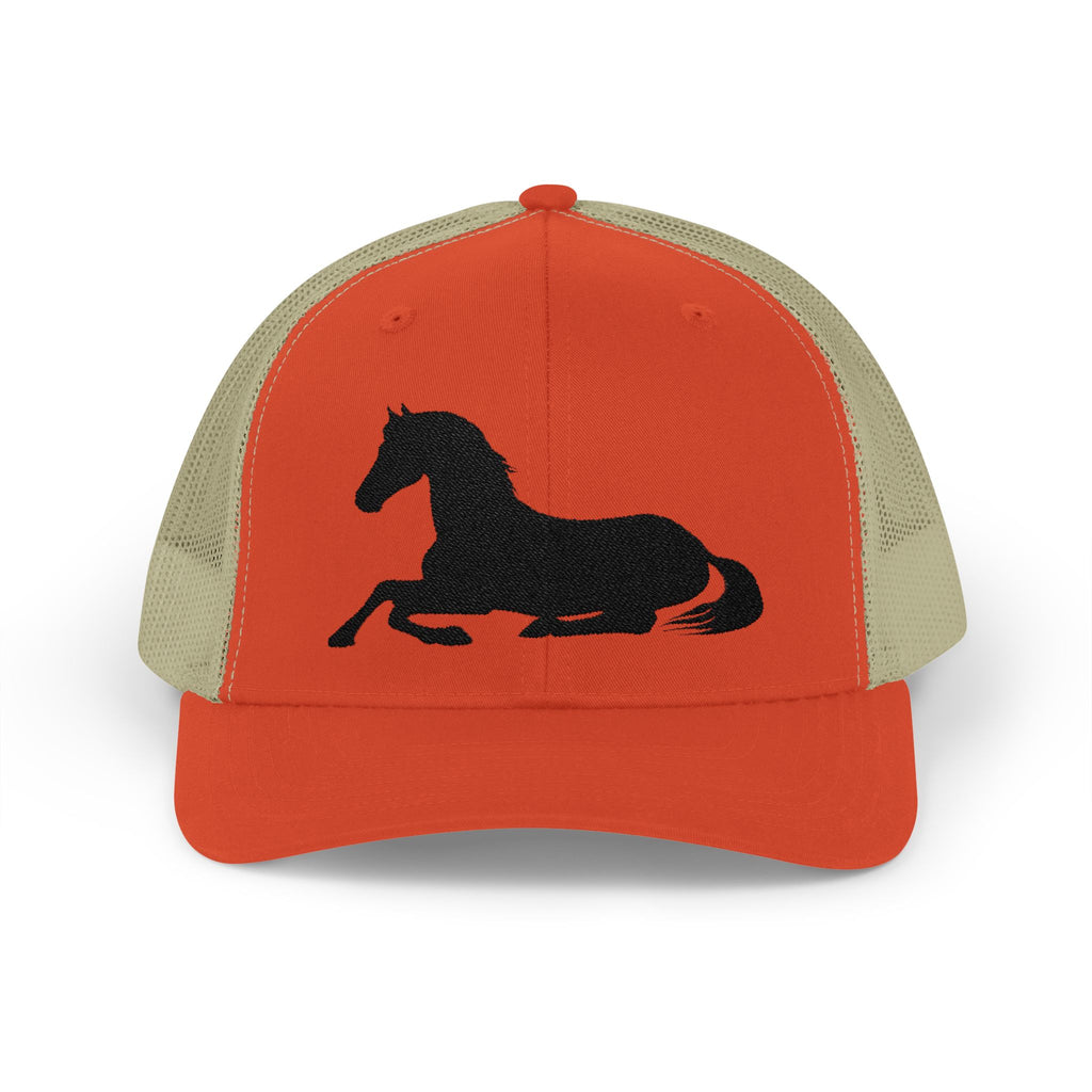 Resting Horse Trucker Hat | Laying Horse Silhouette Mesh Snapback Cap | Western Ranch Horse Lover Hat | Rustic Farm Life Cowboy Cowgirl Cap