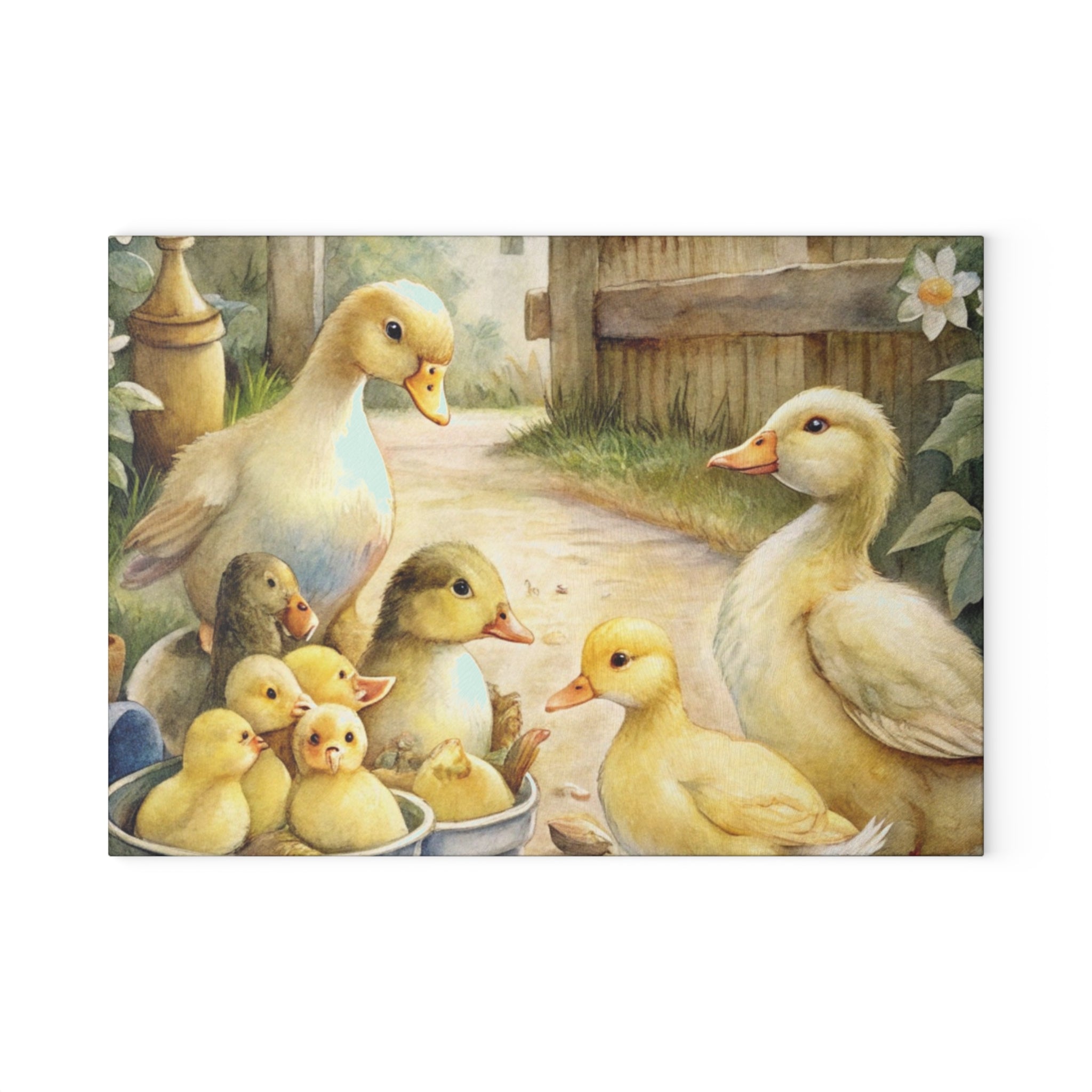 Farmhouse Duck Glass Cutting Board | Cute Duckling Kitchen Decor | Rustic Farm Animal Tempered Glass Cutting Board | Gumpert Homestead