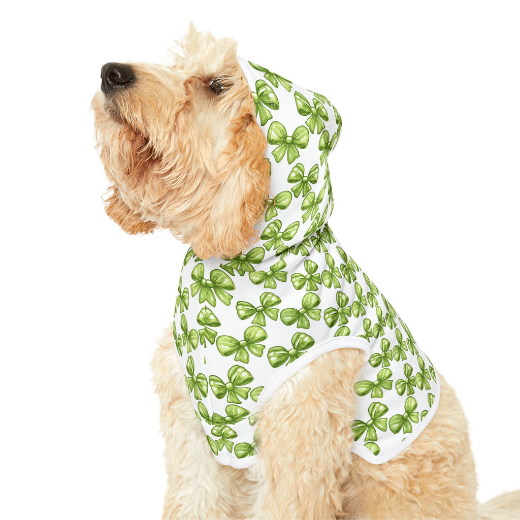 Lime Coquette Bows Cute Pet Hoodie - Adorable Puppy Sweater, Small Dog Outfit, Furry Friend Gift, Pet Apparel, Animal Lover Present