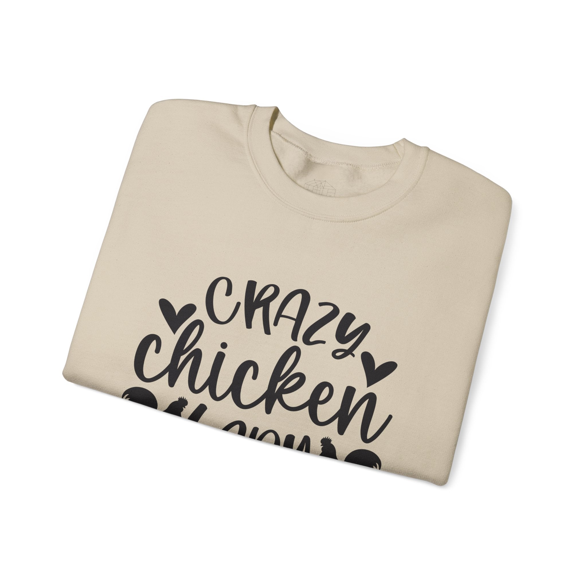 Crazy Chicken Lady Sweatshirt – Funny Chicken Mom Crewneck, Farmhouse Homestead Pullover, Unisex Gildan 18000
