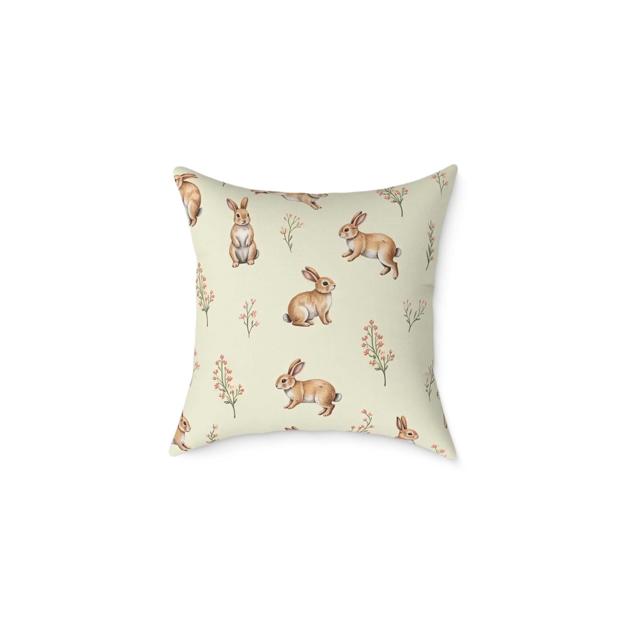 Cottagecore Bunny Throw Pillow | Rabbit Pattern Accent Pillow | Farmhouse Bunny Decor Cushion | Woodland Rabbit Home Decor | Gumpert Homestead