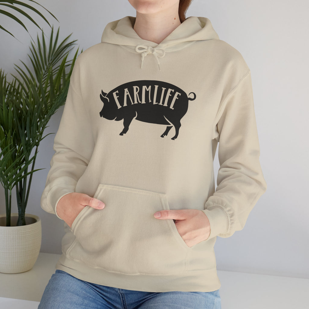 Farmhouse Pig Silhouette Hoodie – Farm Life Sweatshirt, Pig Lover Pullover, Homestead Hoodie, Mini Pig Apparel, Farm Animal Hoodie, Country Living Unisex Hoodie