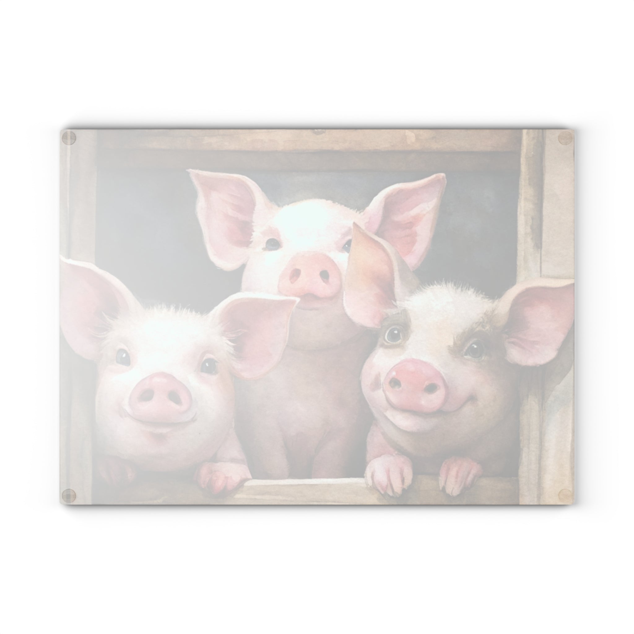 Farmhouse Piglet Glass Cutting Board | Cute Pig Kitchen Decor | Rustic Farm Animal Tempered Glass Cutting Board | Gumpert Homestead