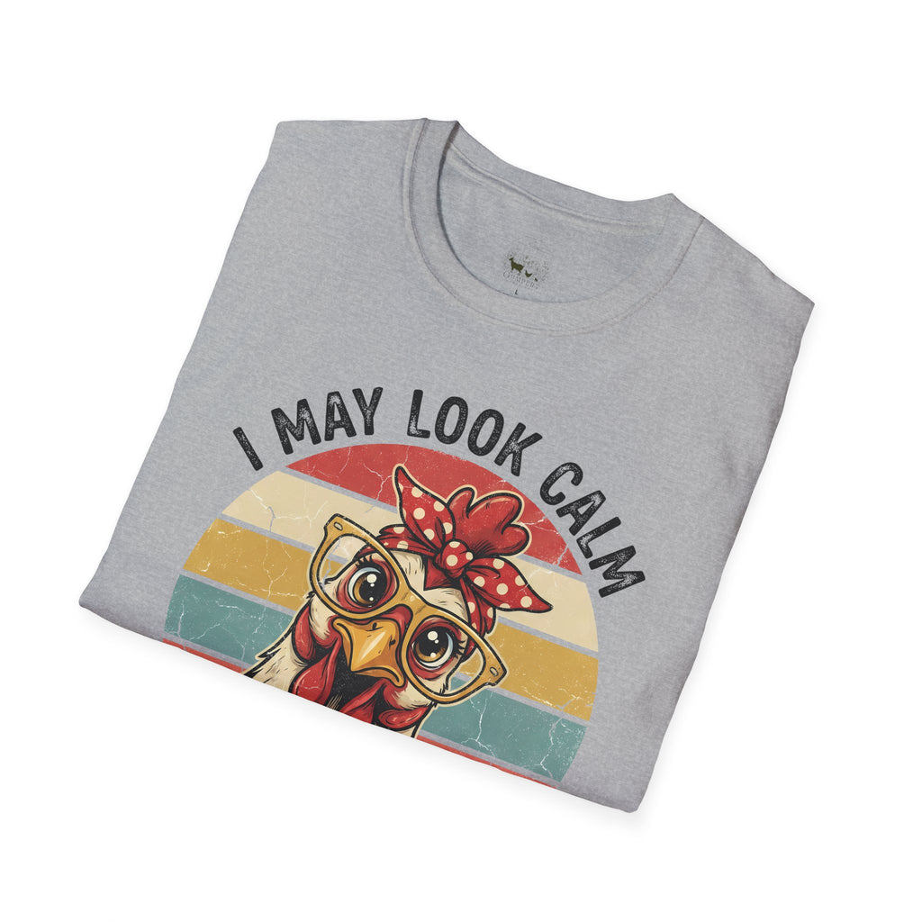 I May Look Calm But In My Head I’ve Pecked You 3 Times Funny Chicken Unisex T-Shirt | Farm Life Hen Lover Tee