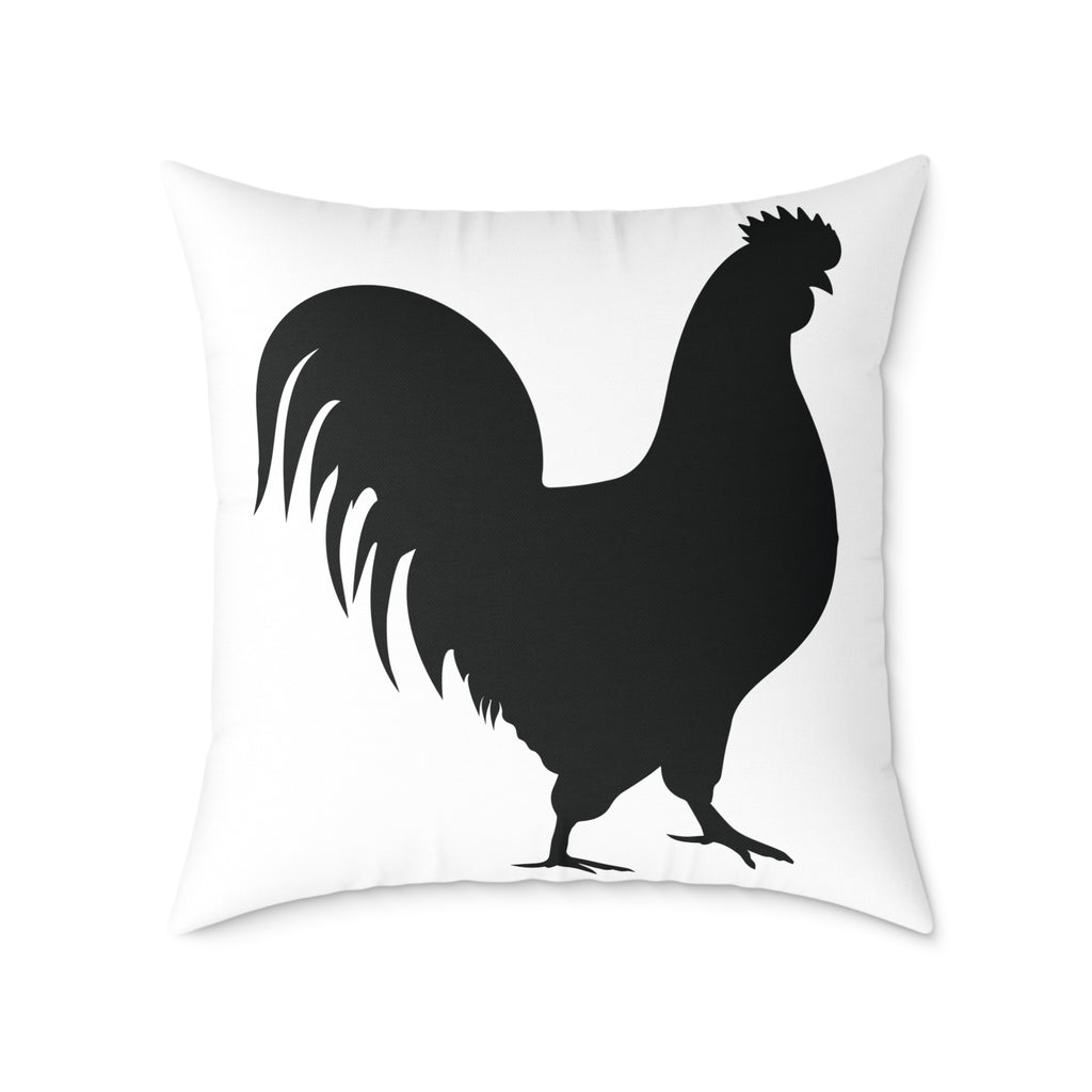 Farmhouse Rooster Silhouette Throw Pillow – Rustic Chicken Decor Cushion, Neutral Country Homestead Accent Pillow