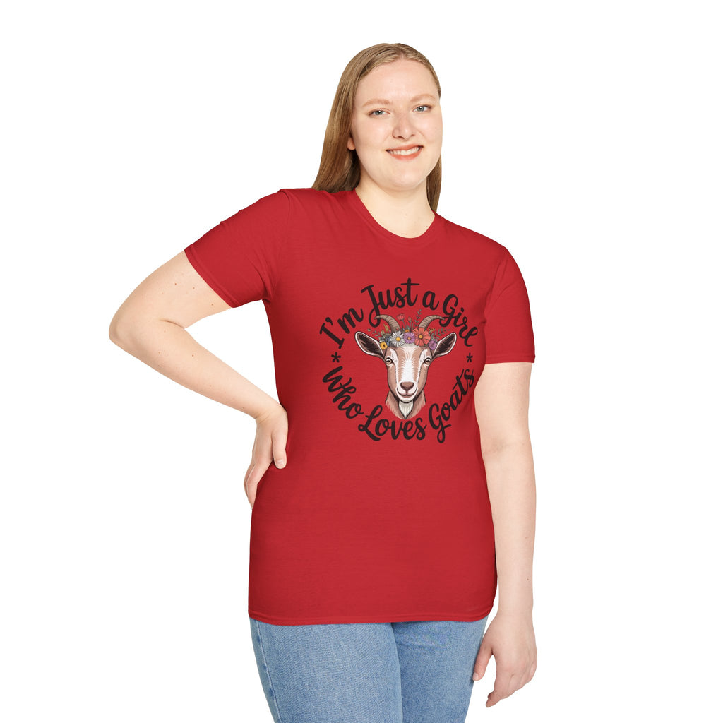 I’m Just a Girl Who Loves Goats Floral Unisex T-Shirt | Cute Goat Lover Farm Life Tee