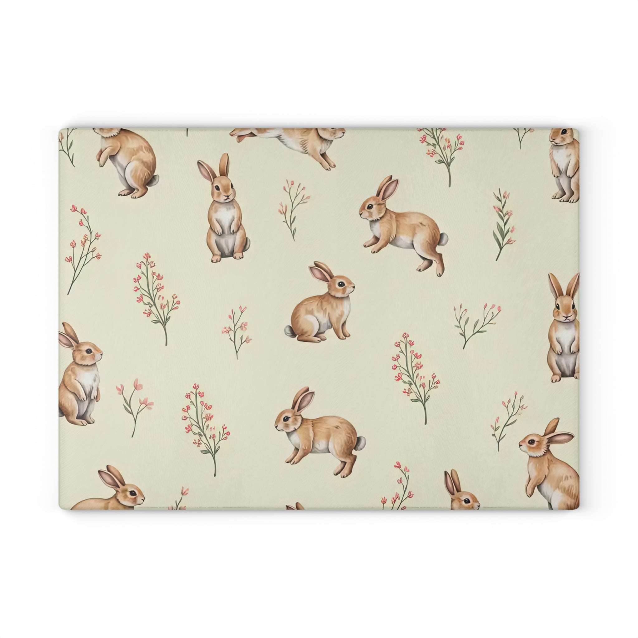 Cottagecore Bunny Glass Cutting Board | Rabbit Kitchen Decor | Farmhouse Bunny Tempered Glass Cutting Board | Gumpert Homestead