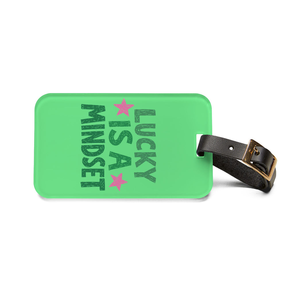 Lucky Is a Mindset Luggage Tag | Motivational Travel Accessory | Positive Quote Suitcase Tag | Cute Travel Bag Identifier | Gumpert Homestead