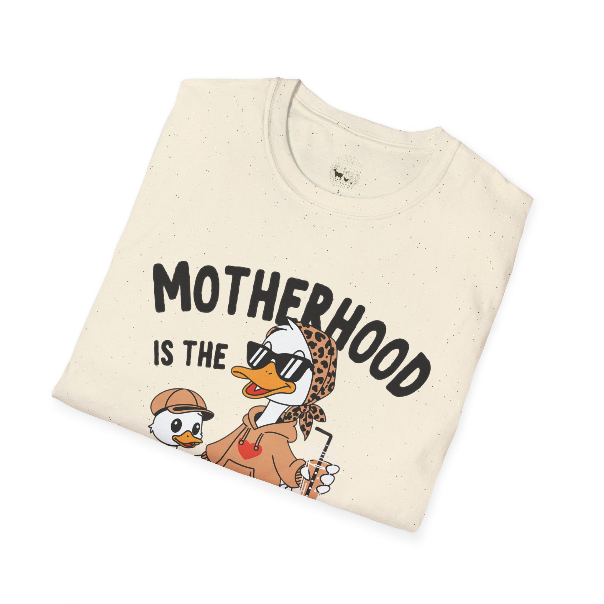 Motherhood Is the Realest Hood Funny Duck Mom Unisex T-Shirt | Farm Mom Graphic Tee