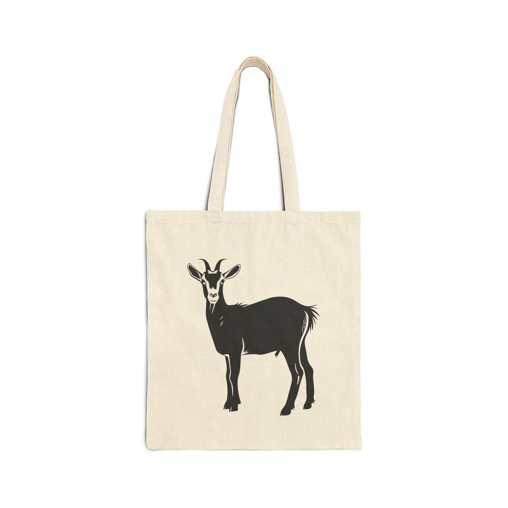 Goat Silhouette Canvas Tote Bag – Farmhouse Goat Market Bag, Homestead Reusable Shopping Tote, Rustic Farm Gift