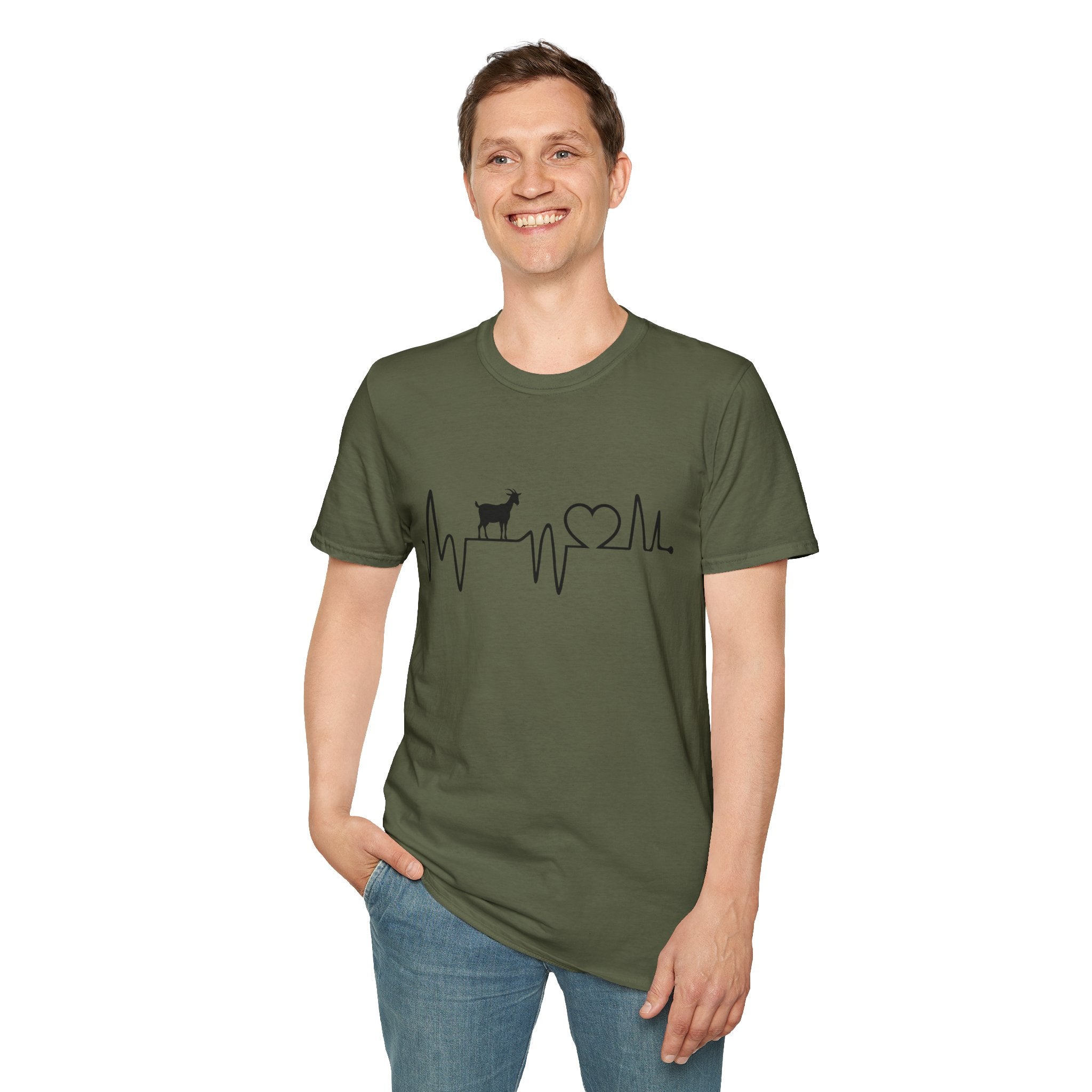 Goat Heartbeat Unisex T-Shirt | Minimalist Goat Lover ECG Farm Life Tee