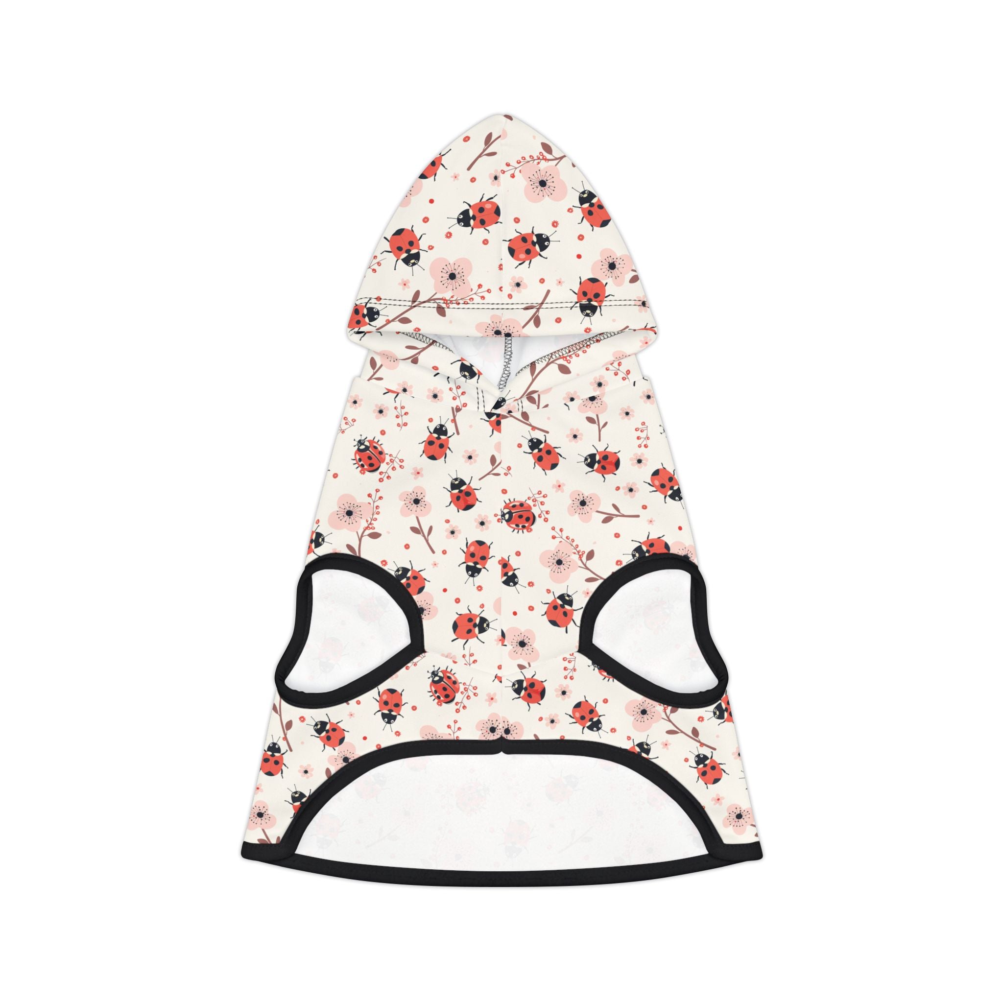 Pink Cute Ladybug Pet Hoodie, Cute Pet Apparel, Animal Lover Gift, Dog Sweater, Cat Jumper, Pet Clothing