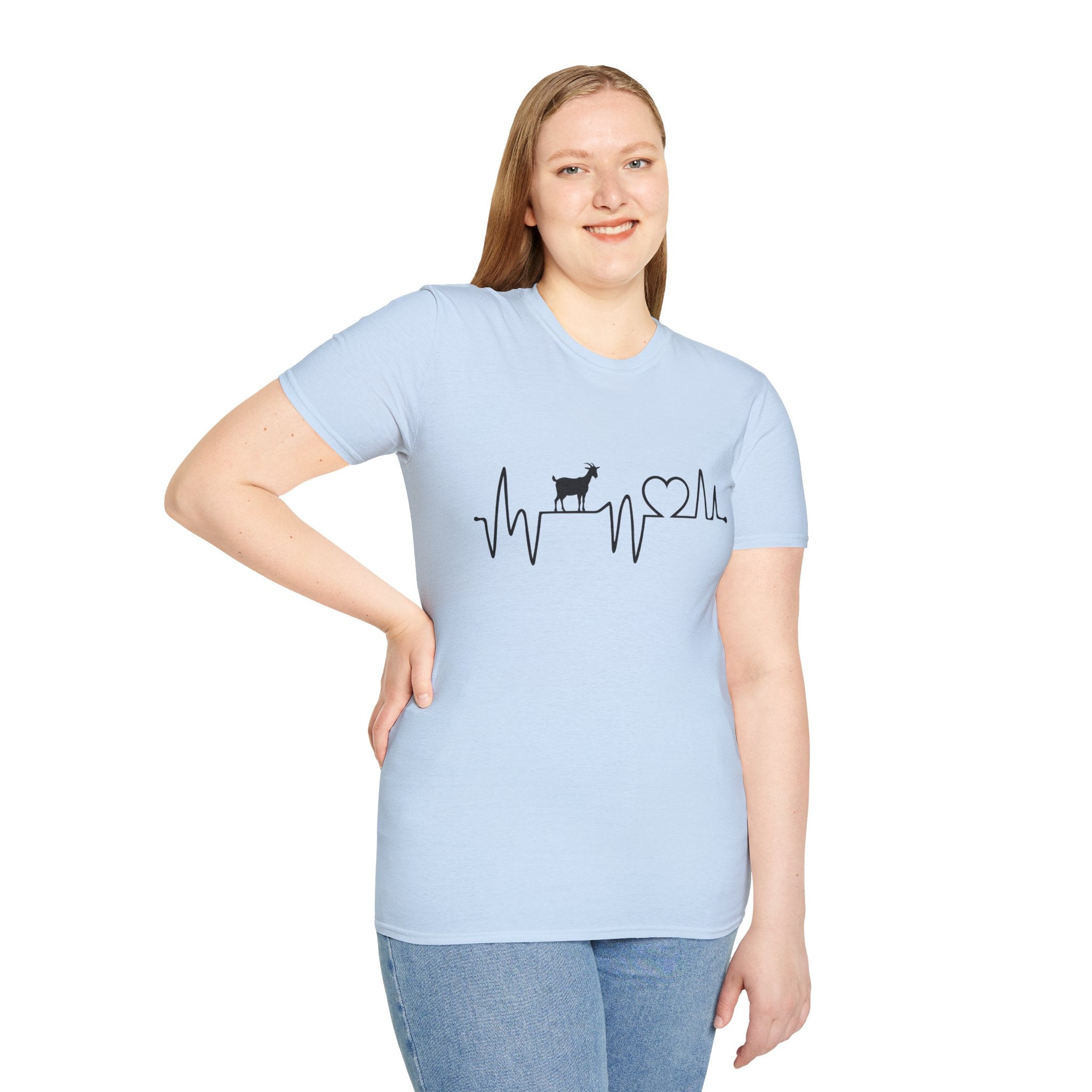 Goat Heartbeat Unisex T-Shirt | Minimalist Goat Lover ECG Farm Life Tee