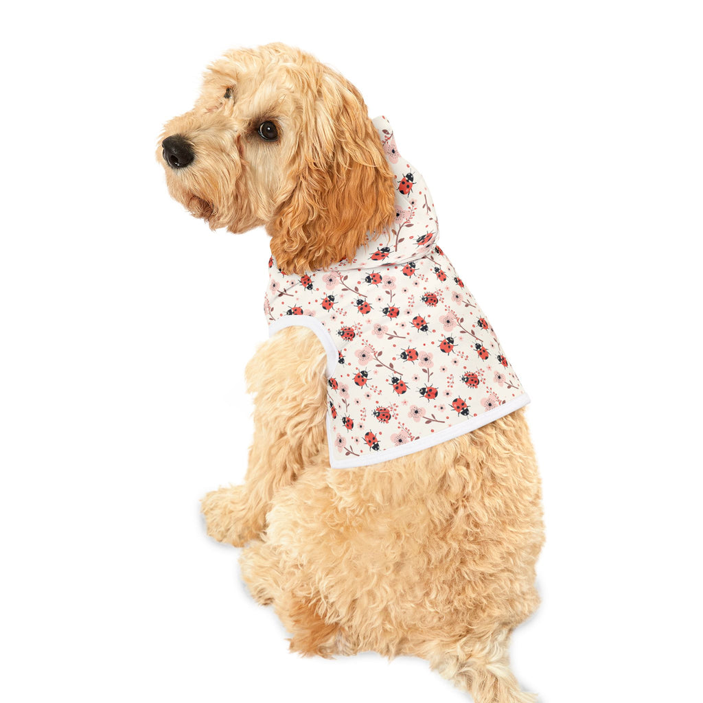 Pink Cute Ladybug Pet Hoodie, Cute Pet Apparel, Animal Lover Gift, Dog Sweater, Cat Jumper, Pet Clothing