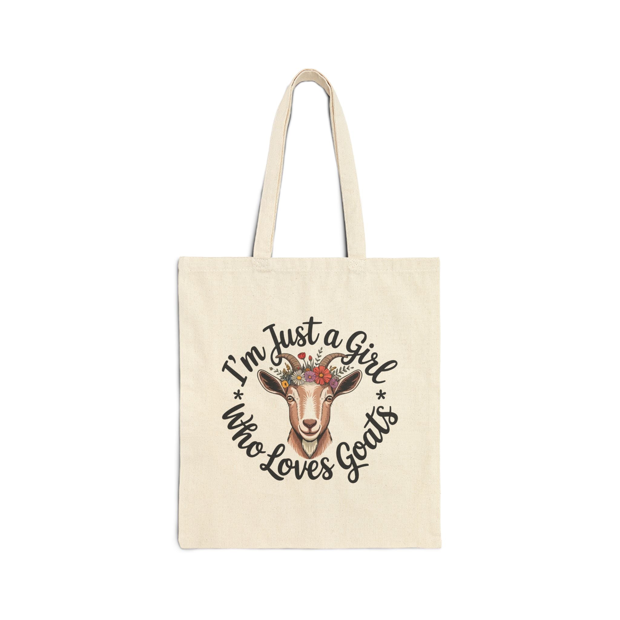 I’m Just a Girl Who Loves Goats Tote Bag | Cute Goat Lover Canvas Bag | Goat Mom Gift | Farmhouse Tote | Reusable Market Bag | Gumpert Homestead