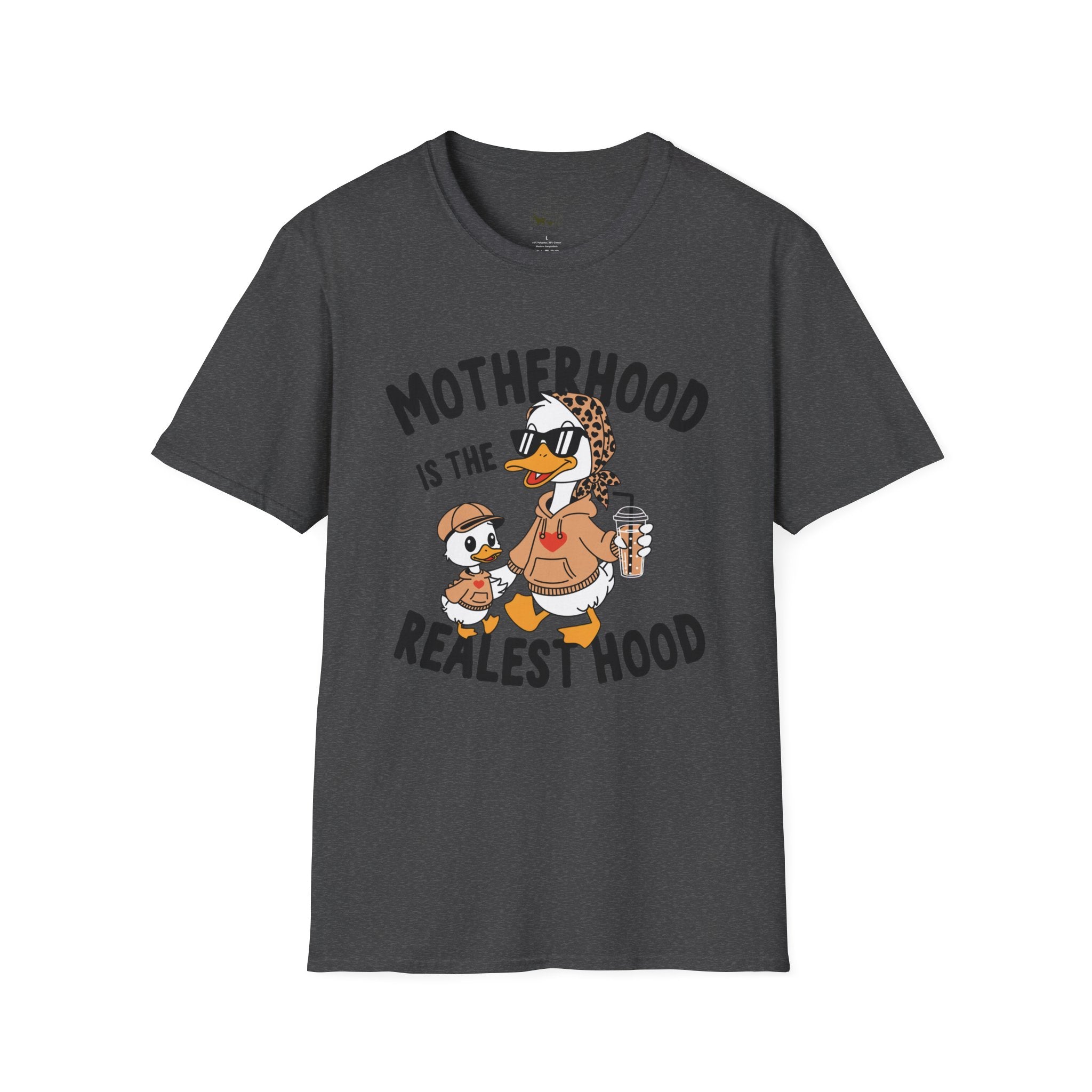 Motherhood Is the Realest Hood Funny Duck Mom Unisex T-Shirt | Farm Mom Graphic Tee