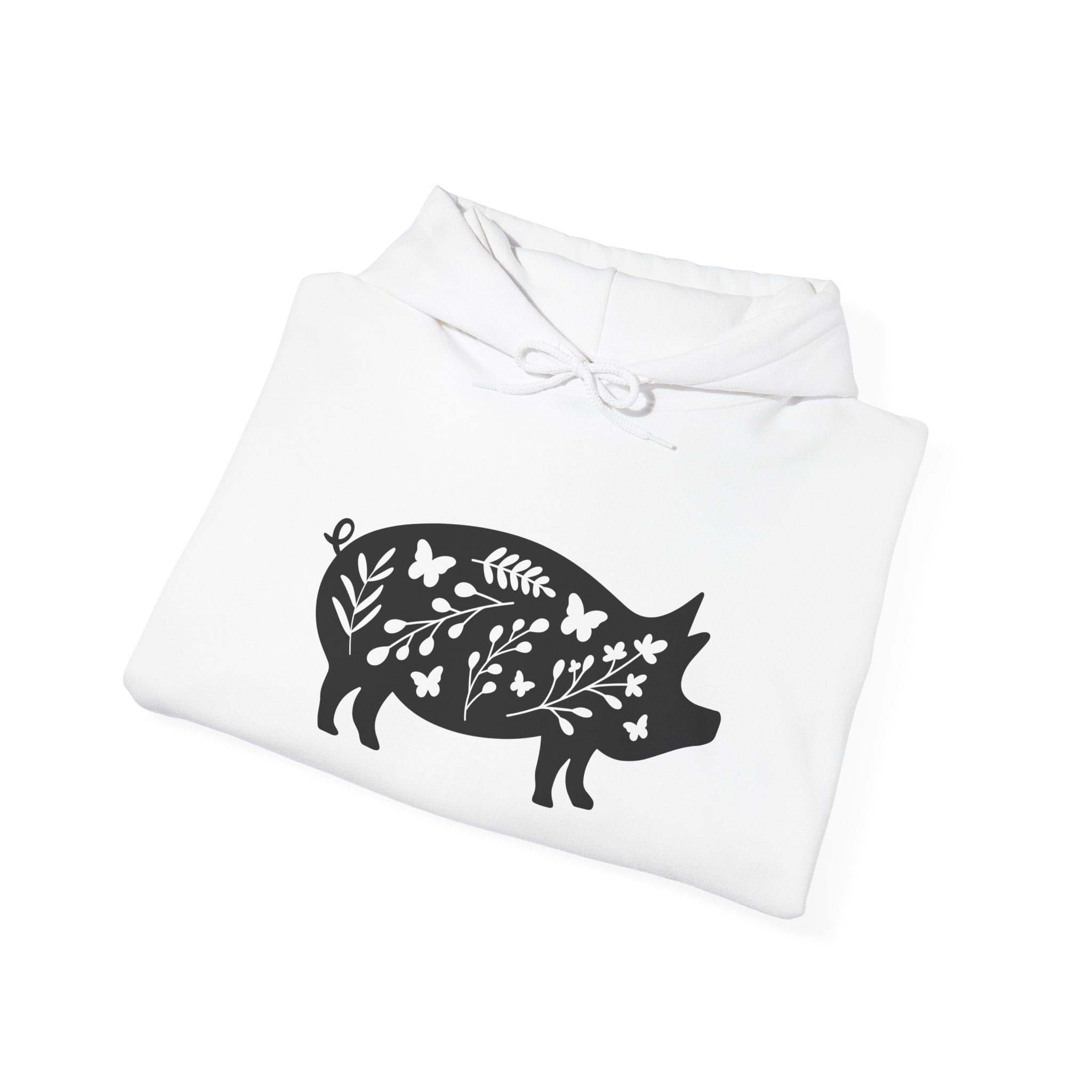 Floral Pig Silhouette Hoodie – Farm Life Sweatshirt, Pig Lover Pullover, Homestead Hoodie, Mini Pig Apparel, Farm Animal Hoodie, Country Living Unisex Hoodie