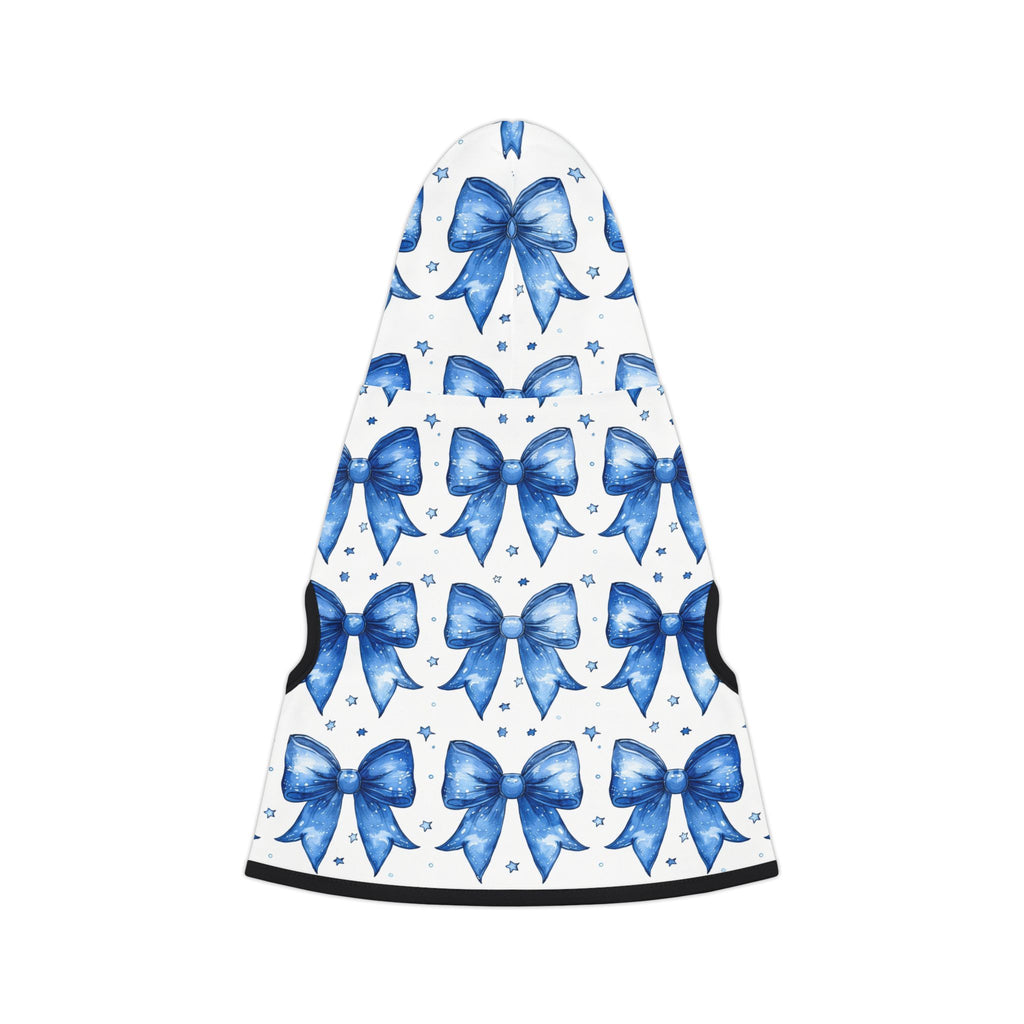 Blue Coquette Bows Cute Pet Hoodie - Adorable Puppy Sweater, Small Dog Outfit, Furry Friend Gift, Pet Apparel, Animal Lover Present