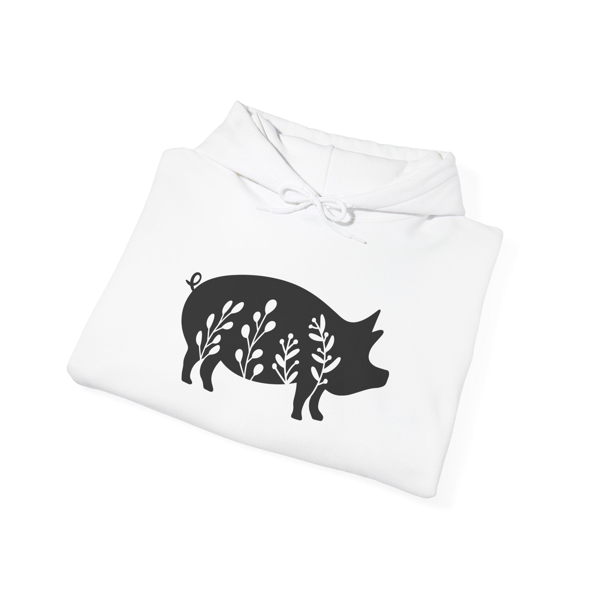 Floral Pig Silhouette Hoodie – Farm Life Sweatshirt, Pig Lover Pullover, Homestead Hoodie, Mini Pig Apparel, Farm Animal Hoodie, Country Living Unisex Hoodie