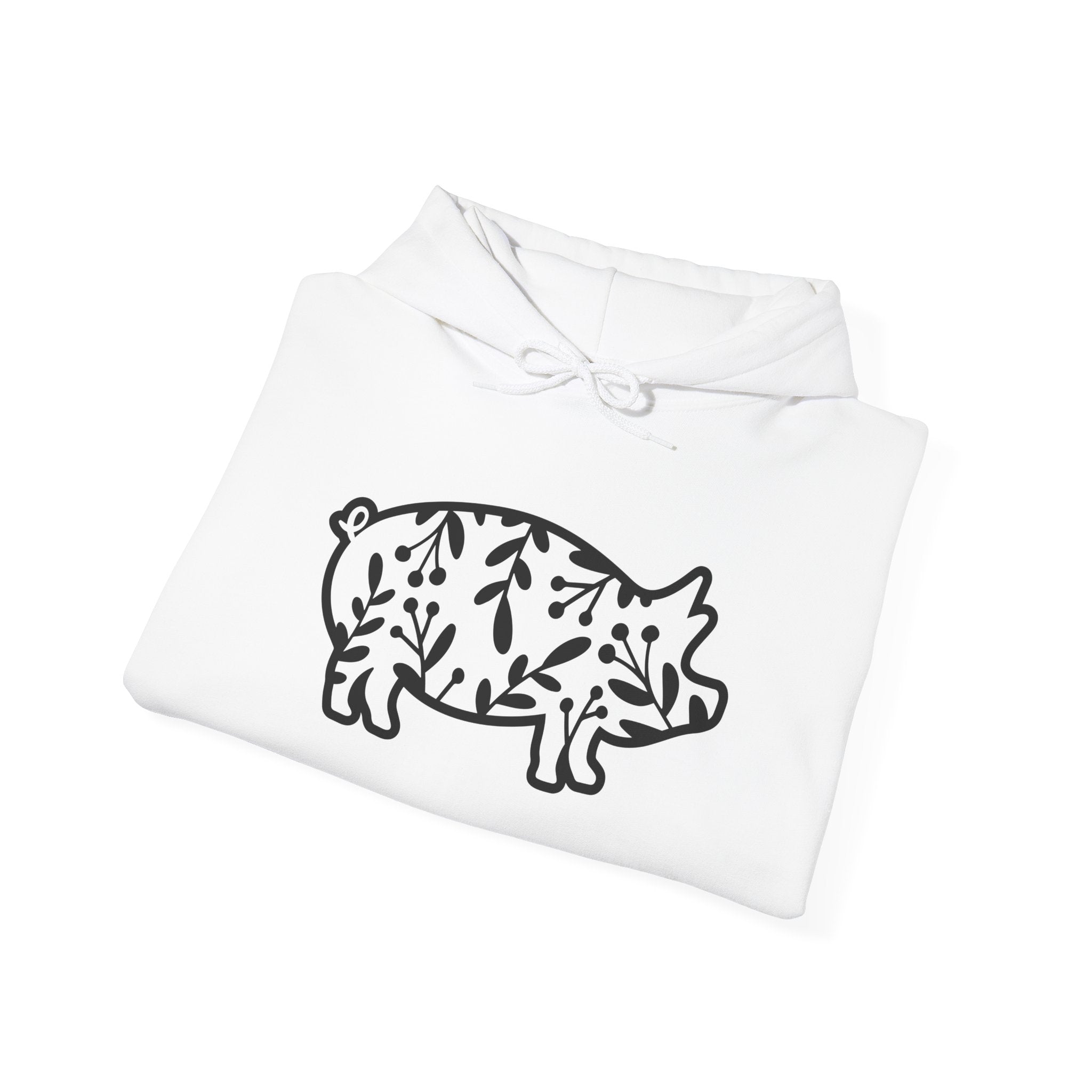 Floral Pig Silhouette Hoodie – Farm Life Sweatshirt, Pig Lover Pullover, Homestead Hoodie, Mini Pig Apparel, Farm Animal Hoodie, Country Living Unisex Hoodie