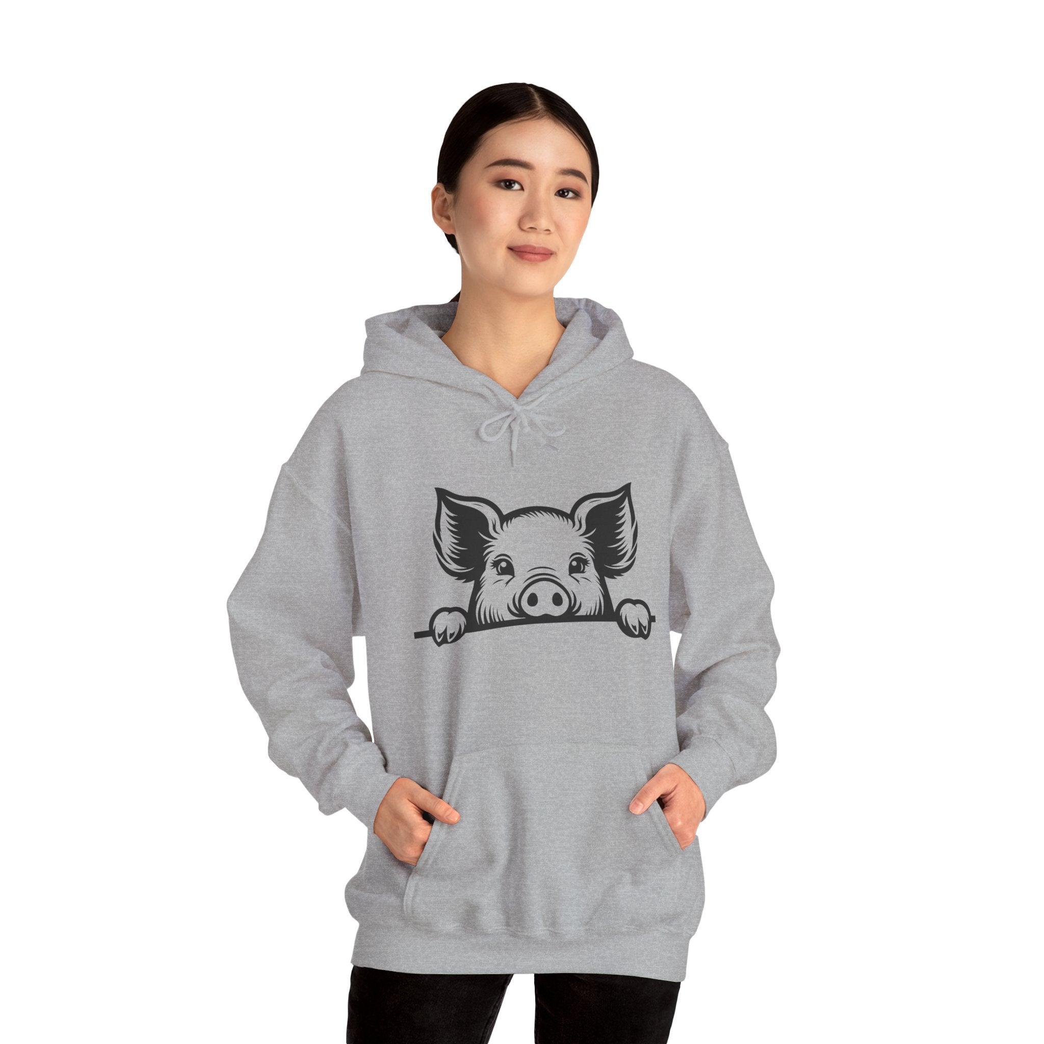 Peeking Pig Hoodie – Cute Pig Pullover Sweatshirt, Pig Lover Hoodie, Farm Life Hoodie, Mini Pig Apparel, Homestead Hoodie, Farm Animal Hoodie, Country Living Unisex Hoodie