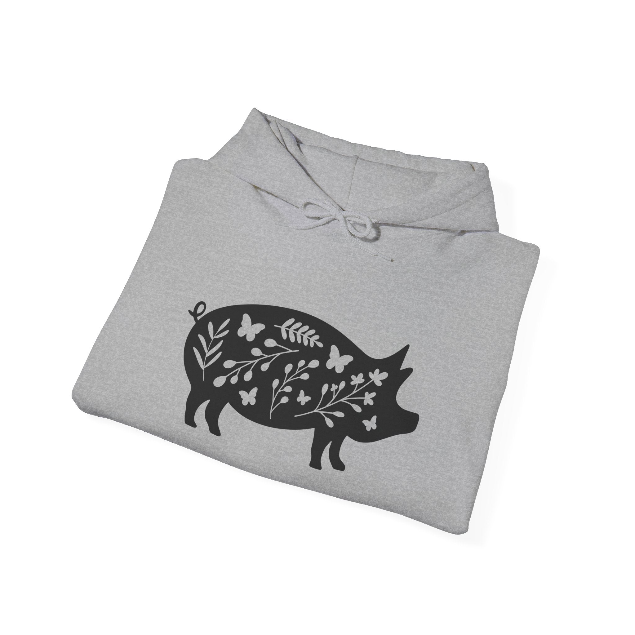 Floral Pig Silhouette Hoodie – Farm Life Sweatshirt, Pig Lover Pullover, Homestead Hoodie, Mini Pig Apparel, Farm Animal Hoodie, Country Living Unisex Hoodie