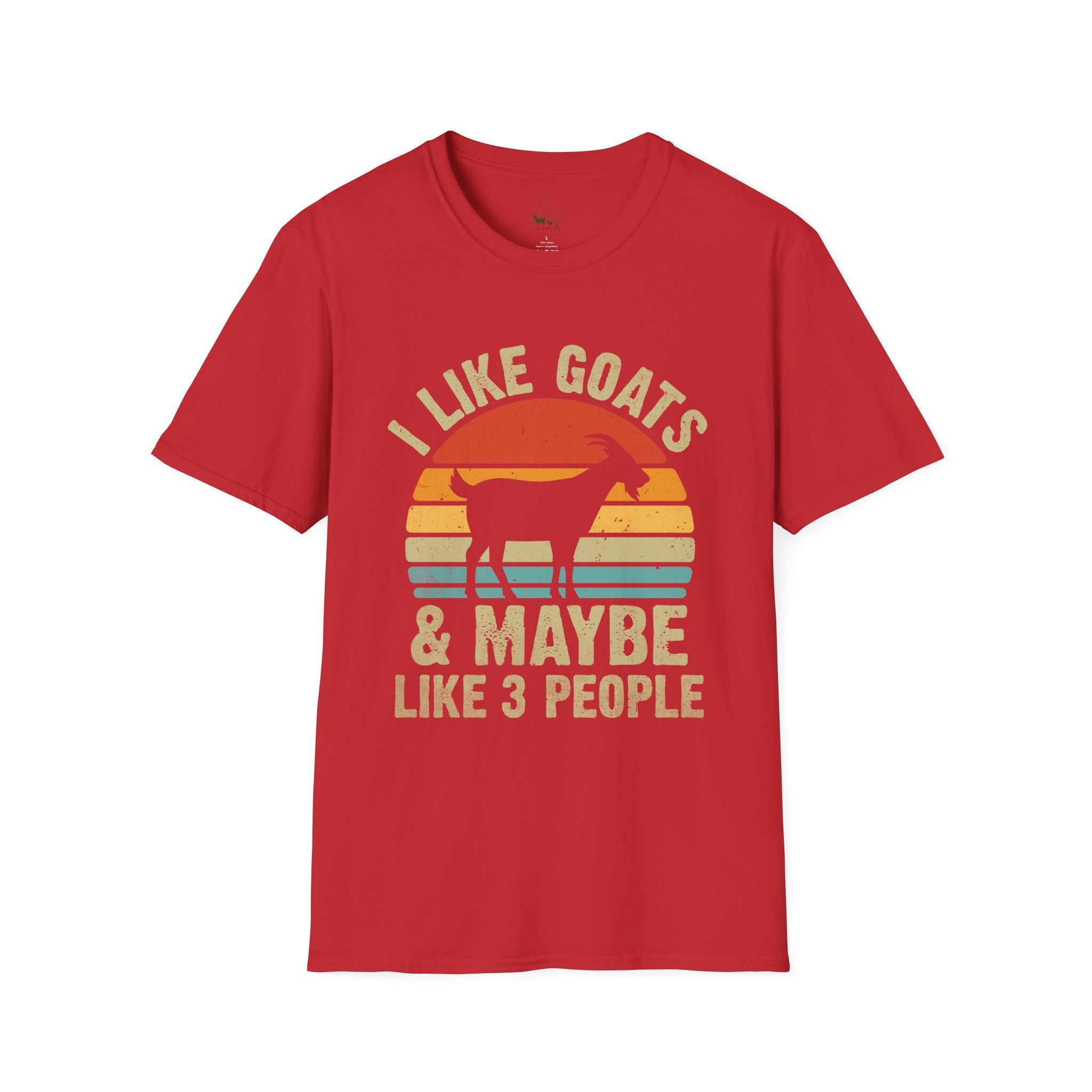“I Like Goats & Maybe Like 3 People” Vintage Goat Lover Unisex Softstyle T-Shirt | Funny Farm Life Tee