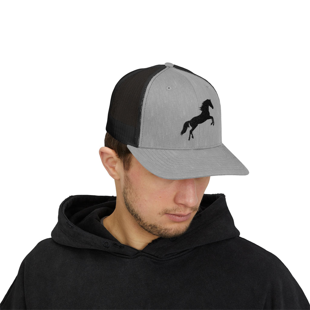 Rearing Horse Trucker Hat | Western Equestrian Mesh Snapback Cap | Rustic Ranch Horse Lover Hat | Farm Life Country Cowboy Cap