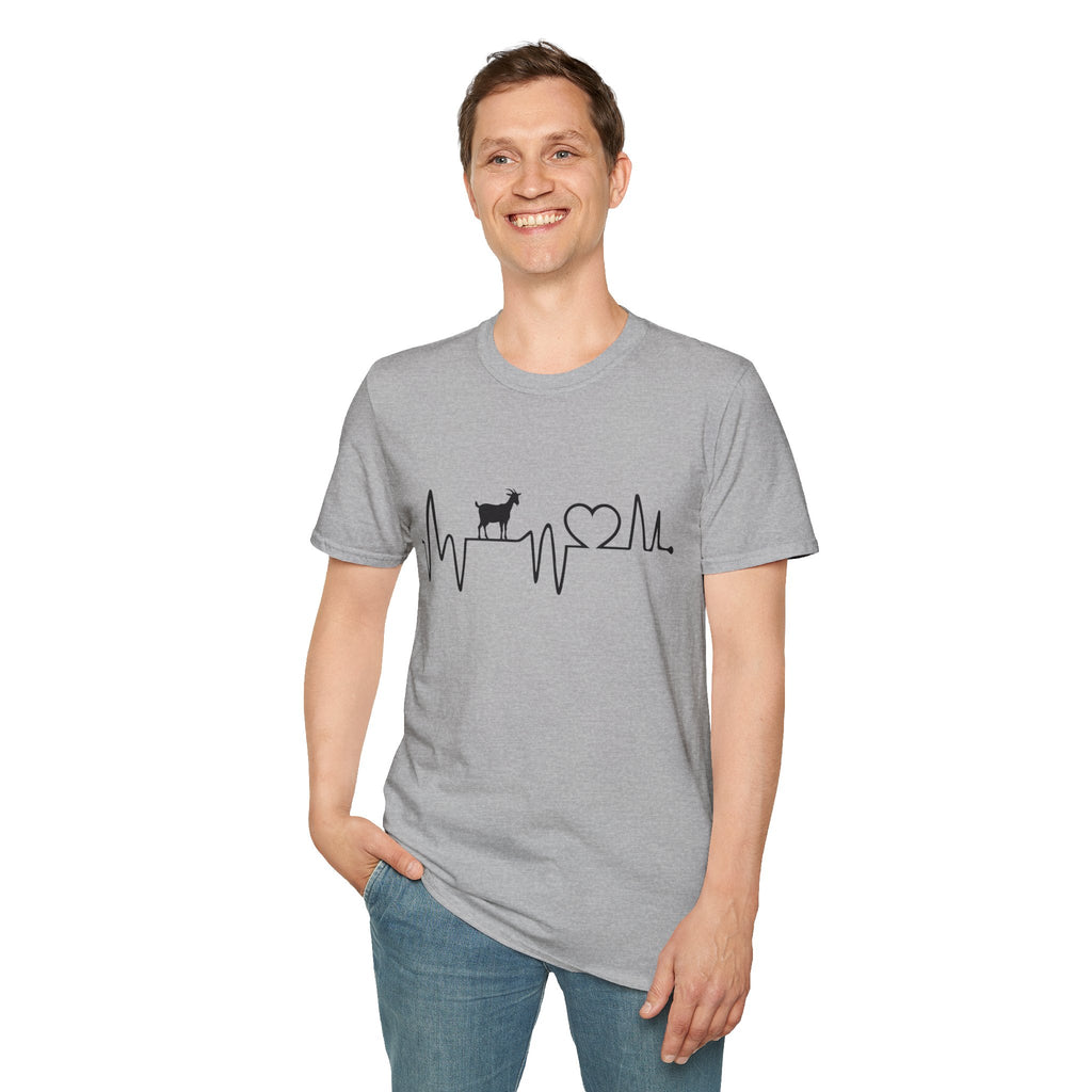 Goat Heartbeat Unisex T-Shirt | Minimalist Goat Lover ECG Farm Life Tee