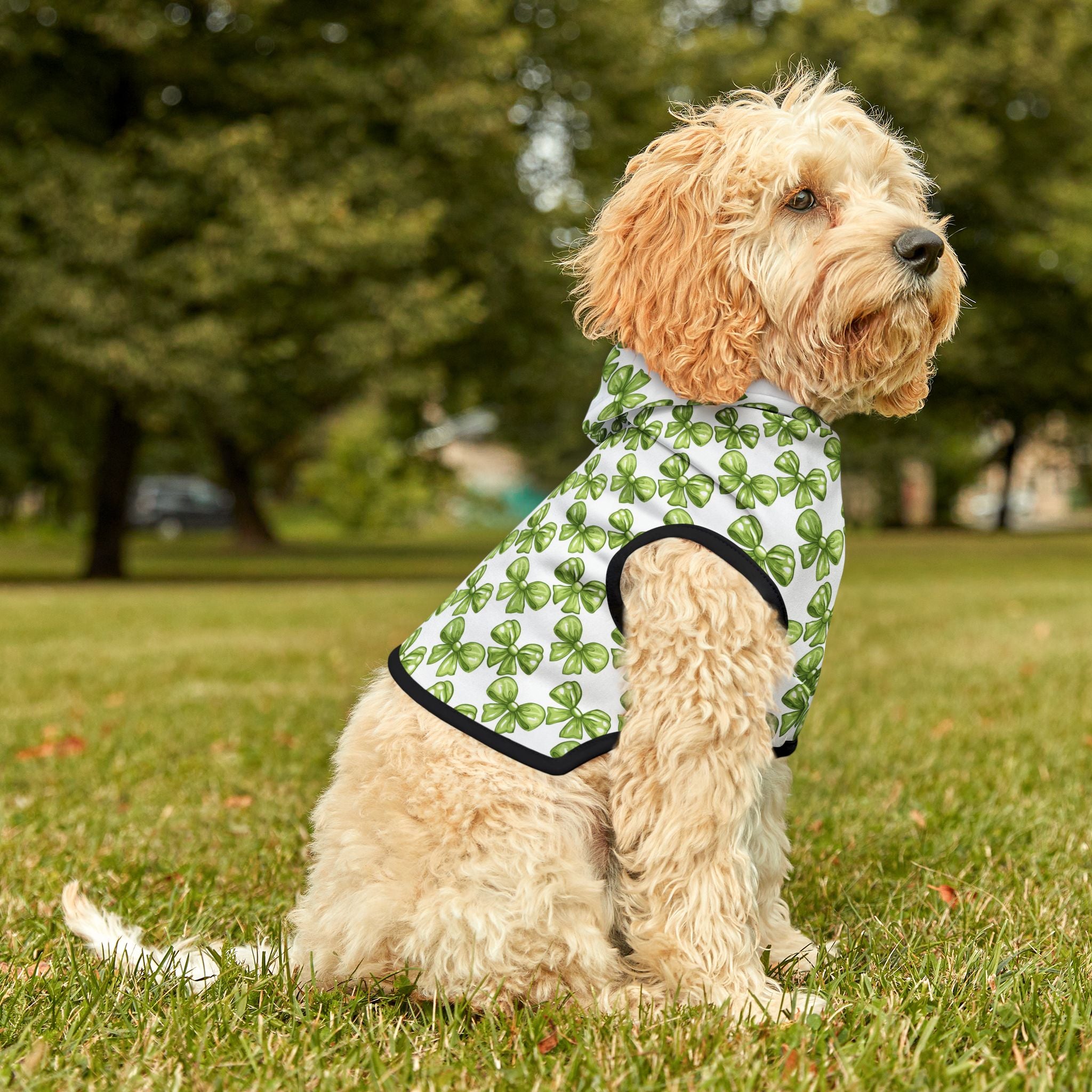 Lime Coquette Bows Cute Pet Hoodie - Adorable Puppy Sweater, Small Dog Outfit, Furry Friend Gift, Pet Apparel, Animal Lover Present