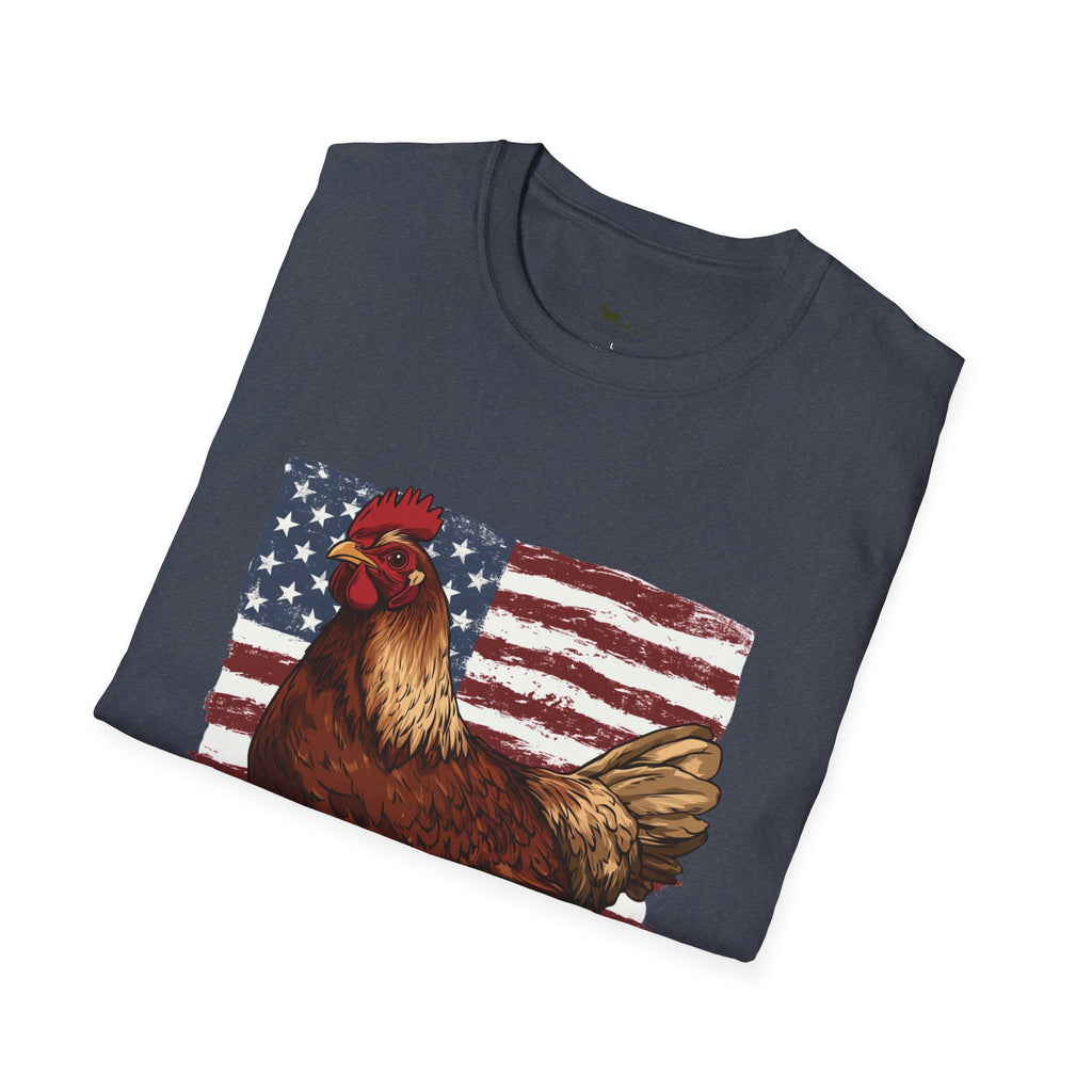 American Flag Chickens T-Shirt – American Flag Hen Shirt, Farm Life Tee, 4th of July Chicken Shirt, Backyard Chicken Keeper Gift, Homestead Farm Apparel