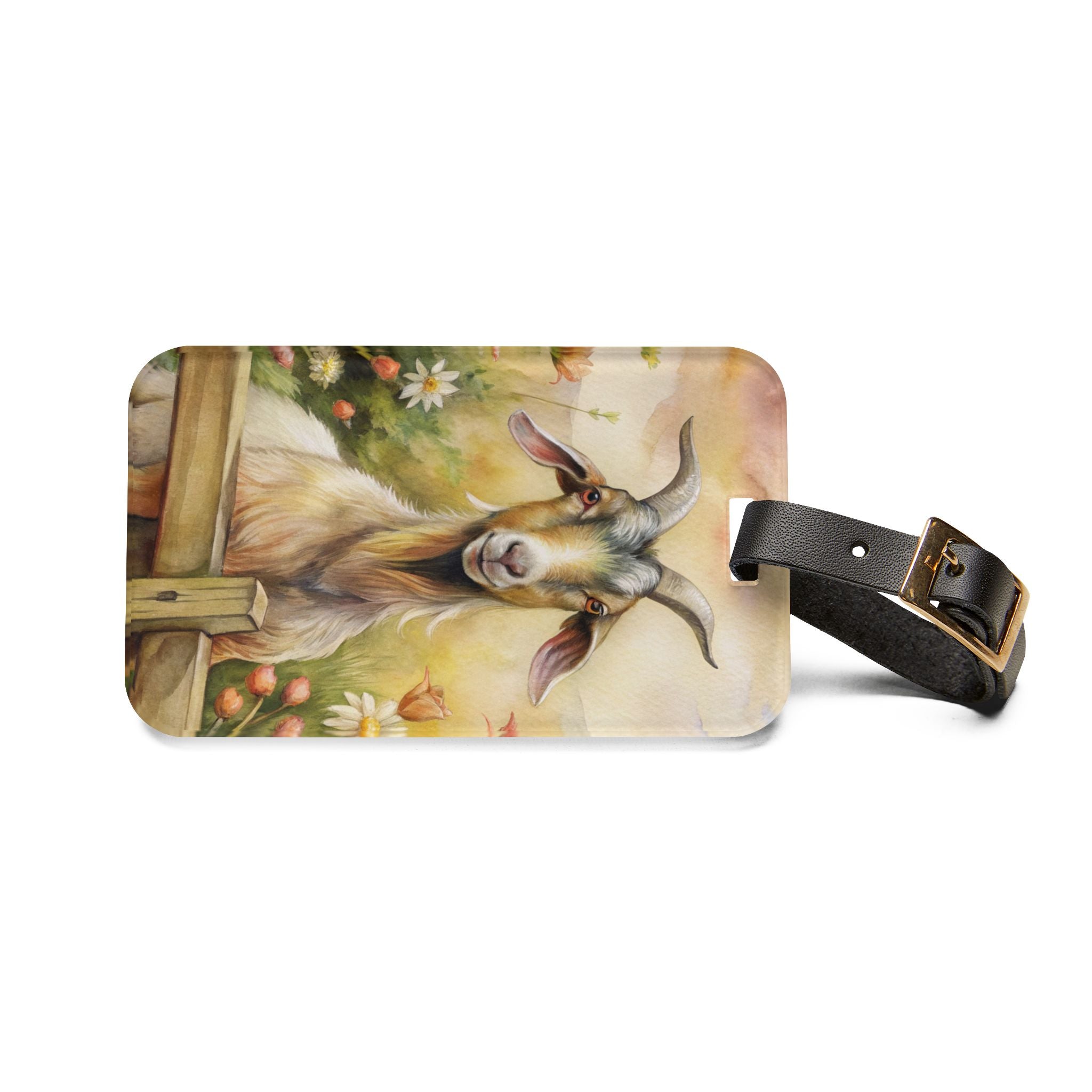 Goat Luggage Tag | Farmhouse Travel Accessory | Rustic Goat Suitcase Tag | Cottagecore Farm Animal Bag Identifier | Gumpert Homestead